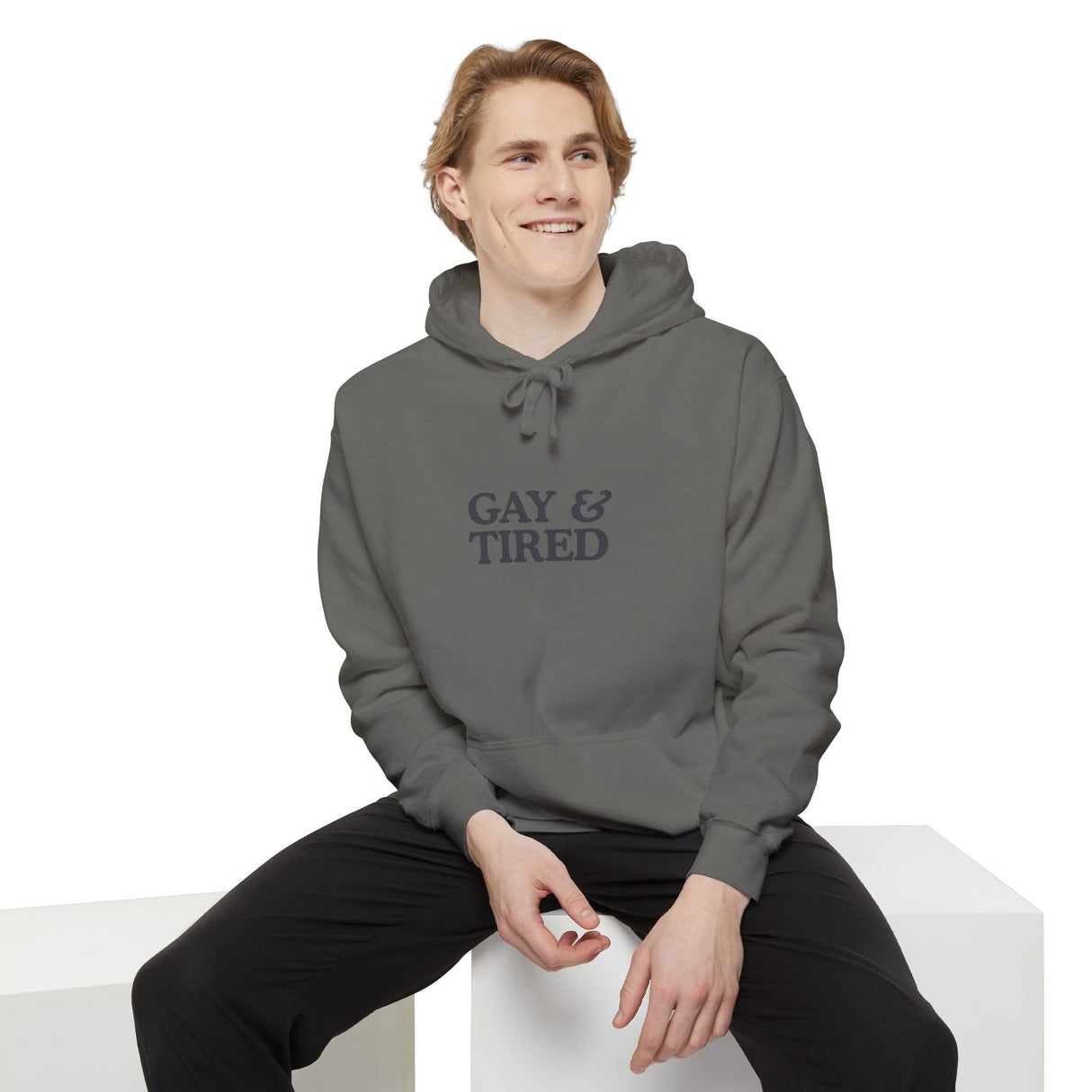 Gay & Tired Unisex Garment-Dyed Hoodie - Casual Comfort for Everyday Wear