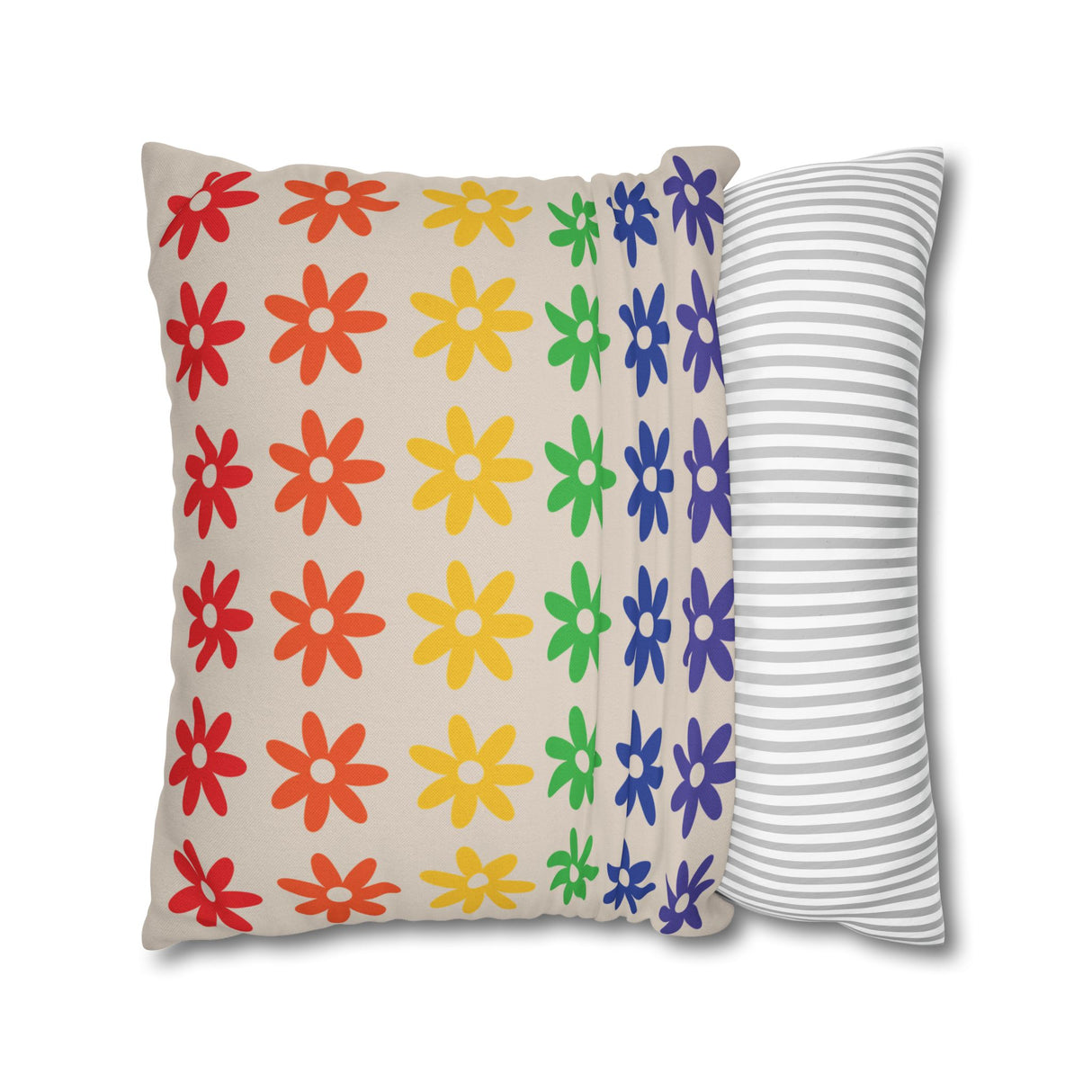 Floral Rainbow Pillow Cover – Soft, Queer, and Cozy