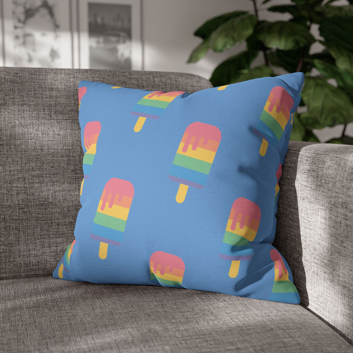 Melting Point Colorful Popsicle Square Pillowcase for Summer Vibes