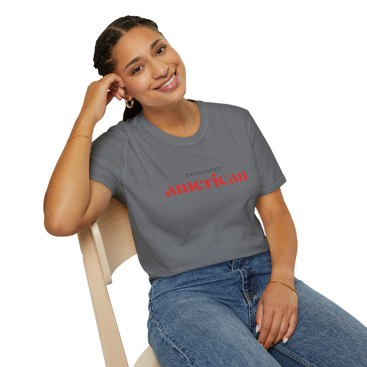 Exhausted American Unisex Softstyle T-Shirt - Casual Comfort Tee for Everyday Wear