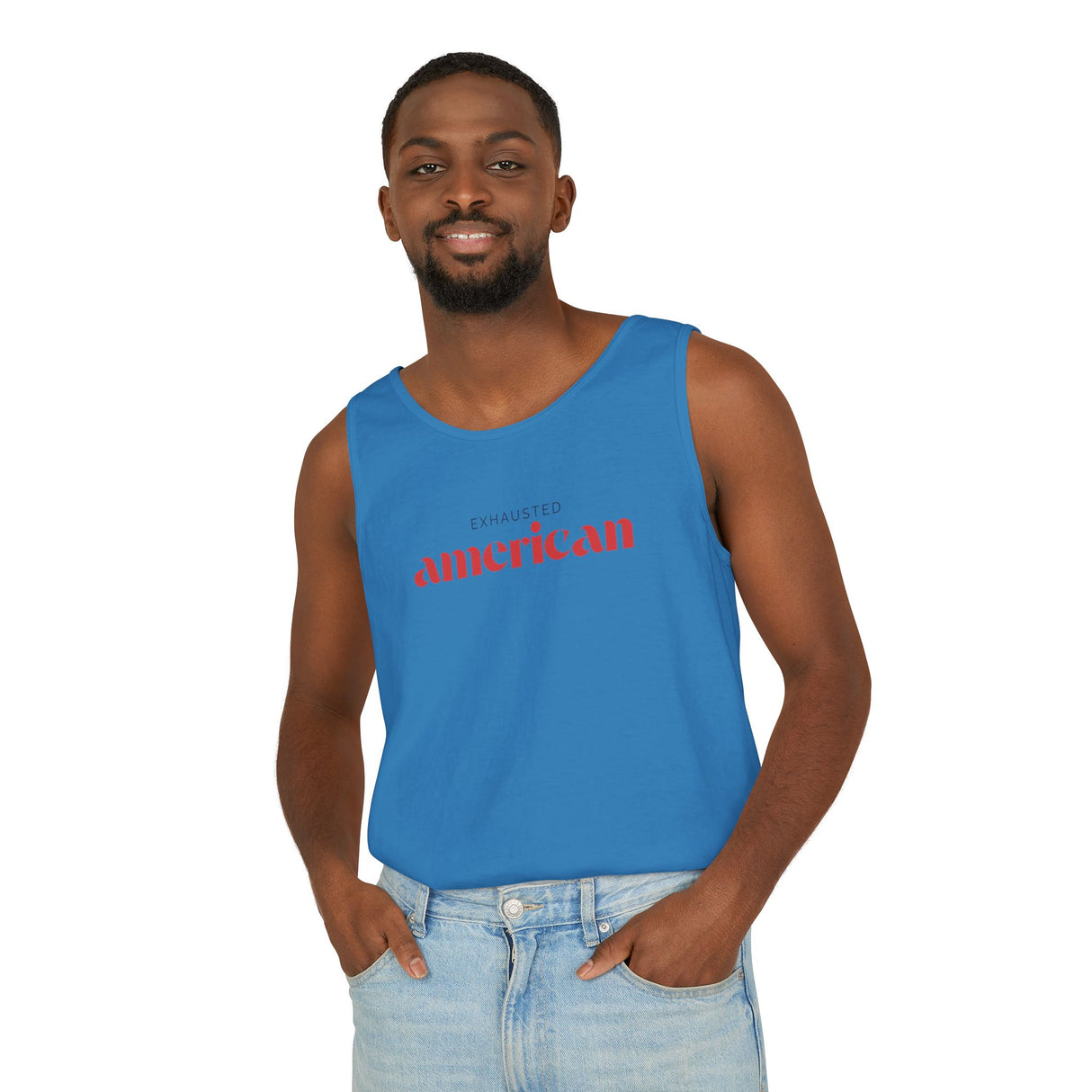 Exhausted American Unisex Tank Top - Casual Summer Wear