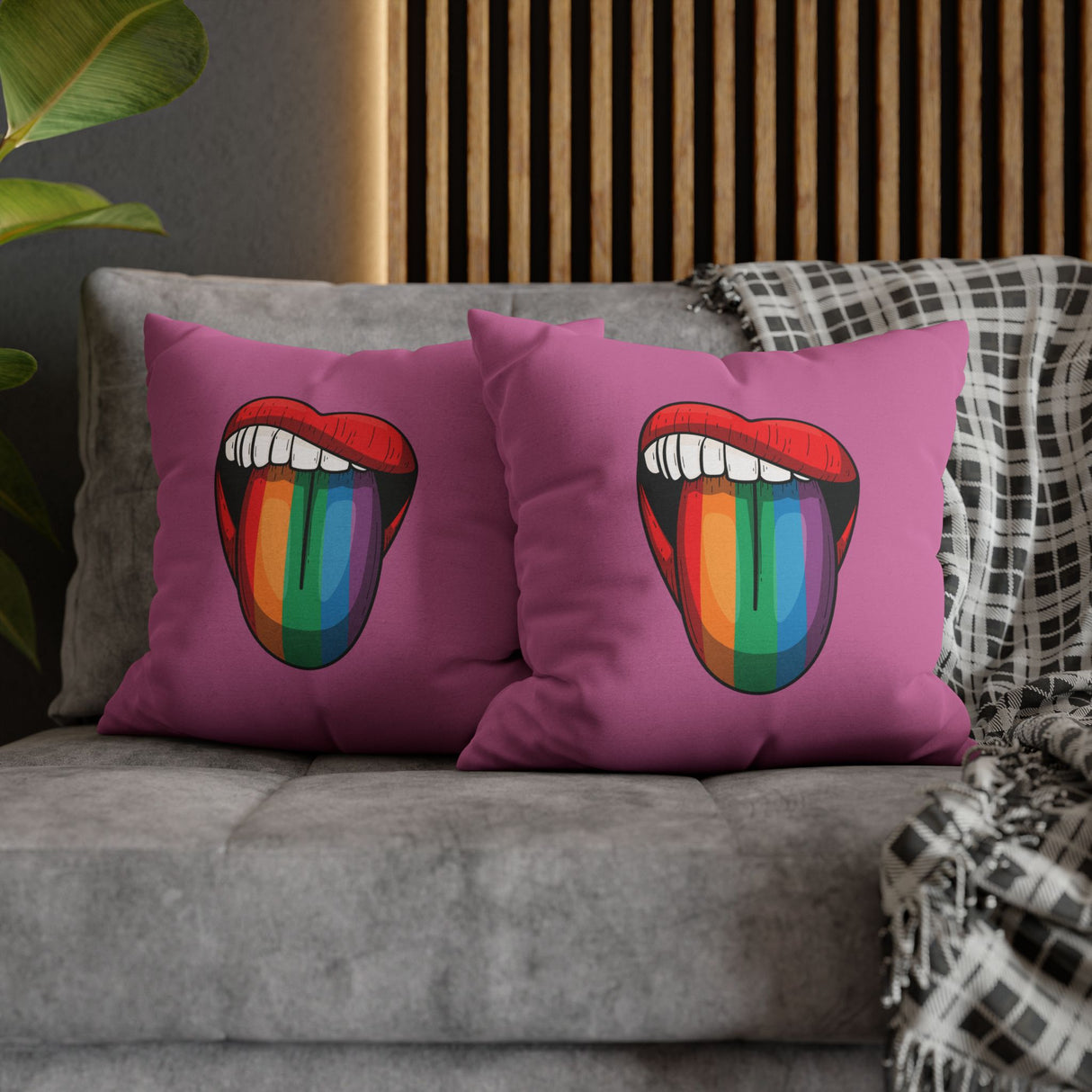 Rainbow Lick Pillow Cover