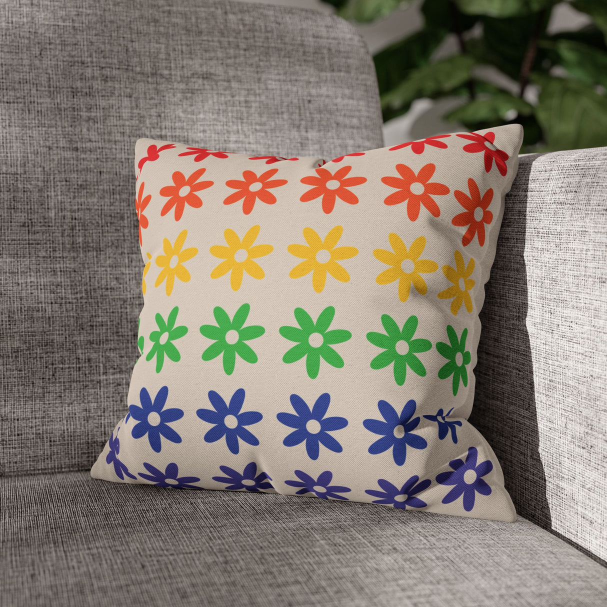 Floral Rainbow Pillow Cover – Soft, Queer, and Cozy