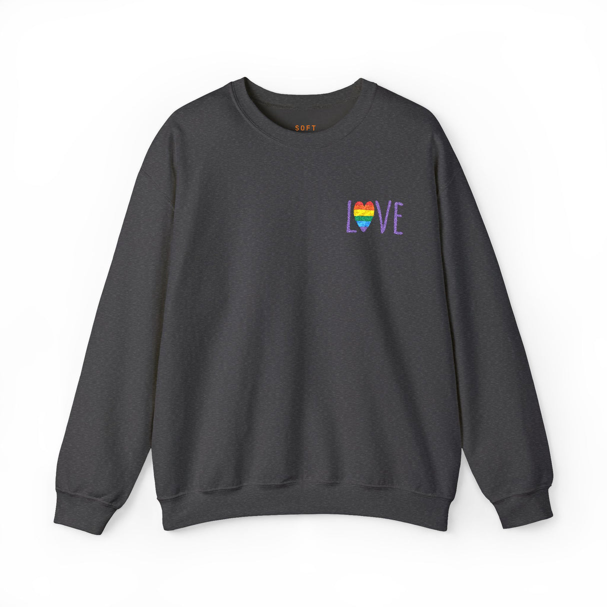 LOVE Rainbow Heart Embroidered Crewneck Sweatshirt