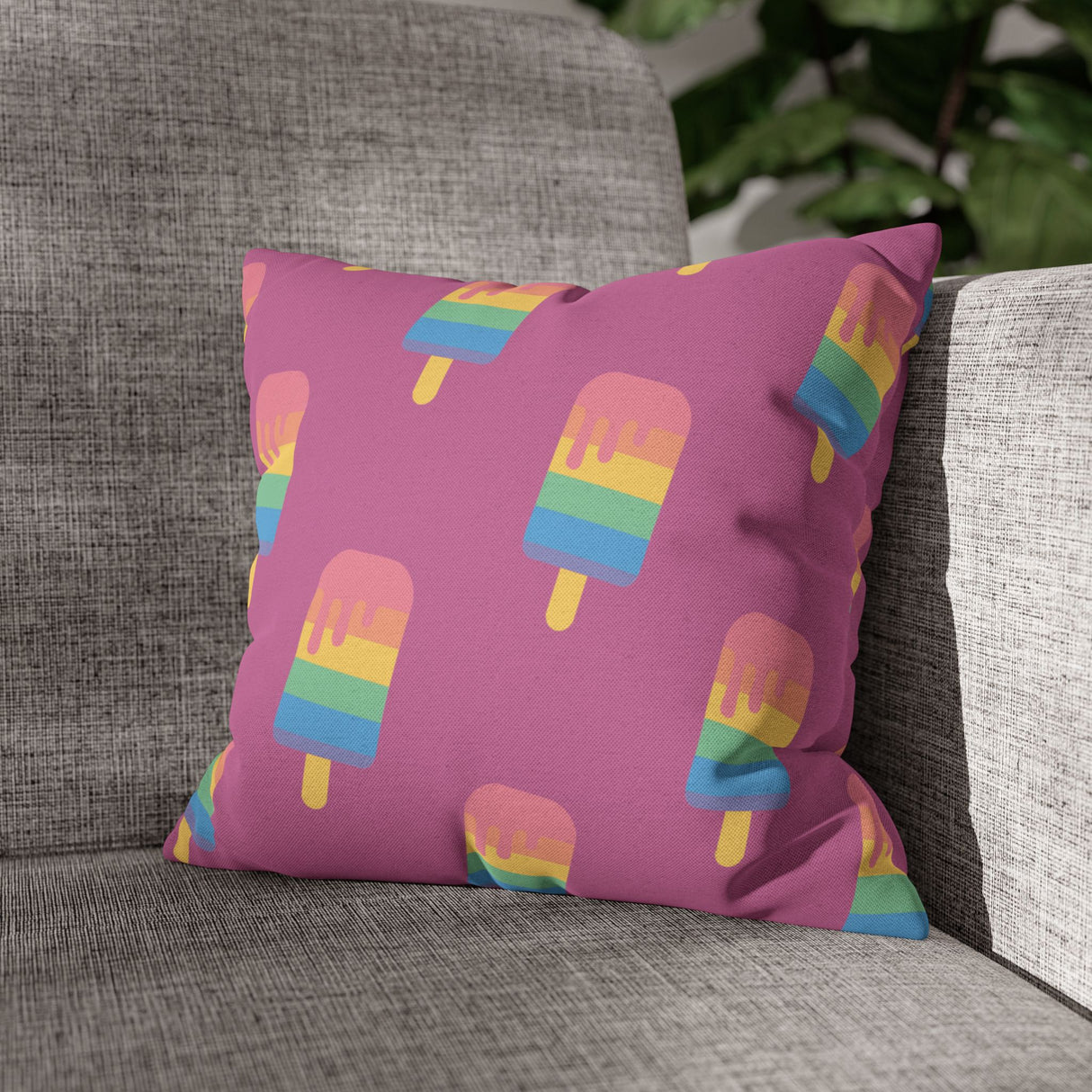 Melting Point Colorful Popsicle Square Pillowcase for Summer Vibes