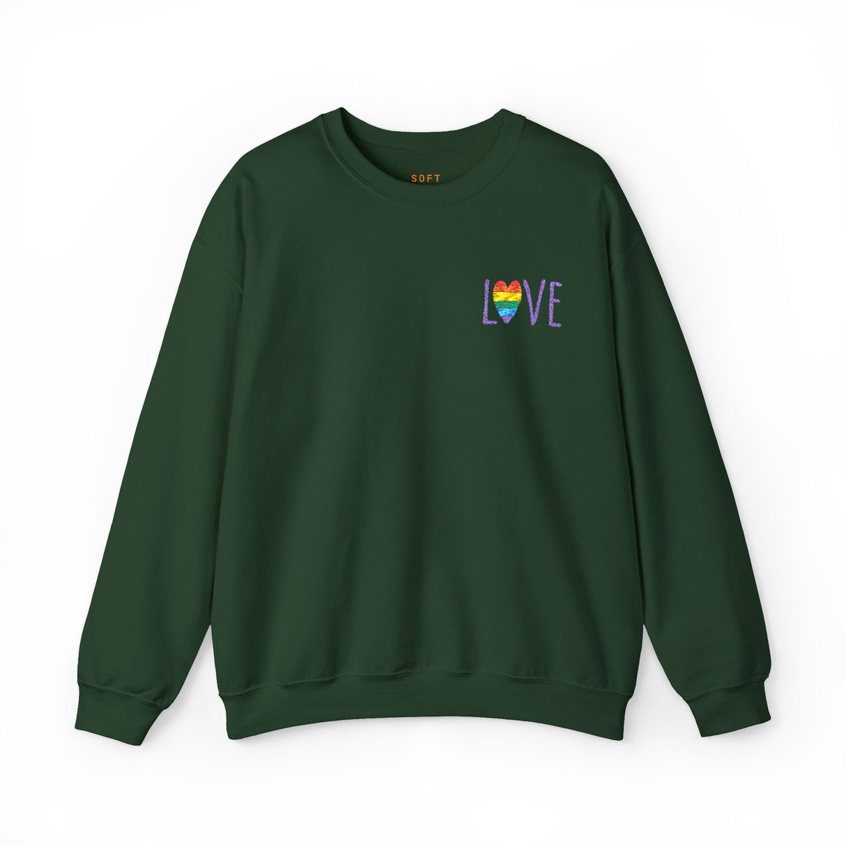 LOVE Rainbow Heart Embroidered Crewneck Sweatshirt
