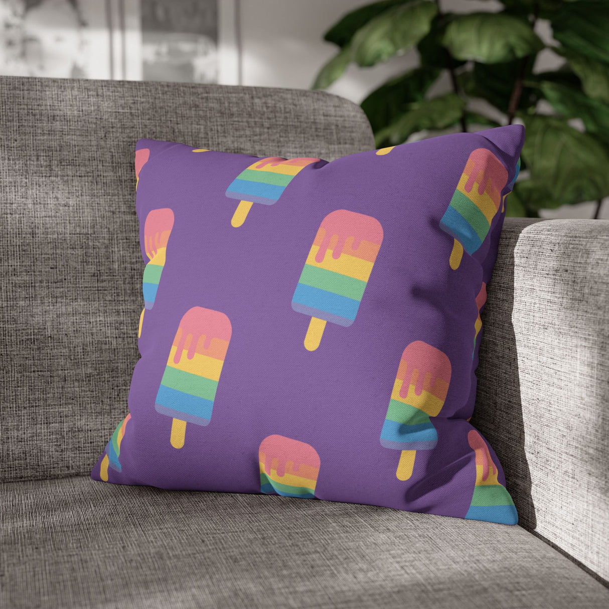 Melting Point Colorful Popsicle Square Pillowcase for Summer Vibes