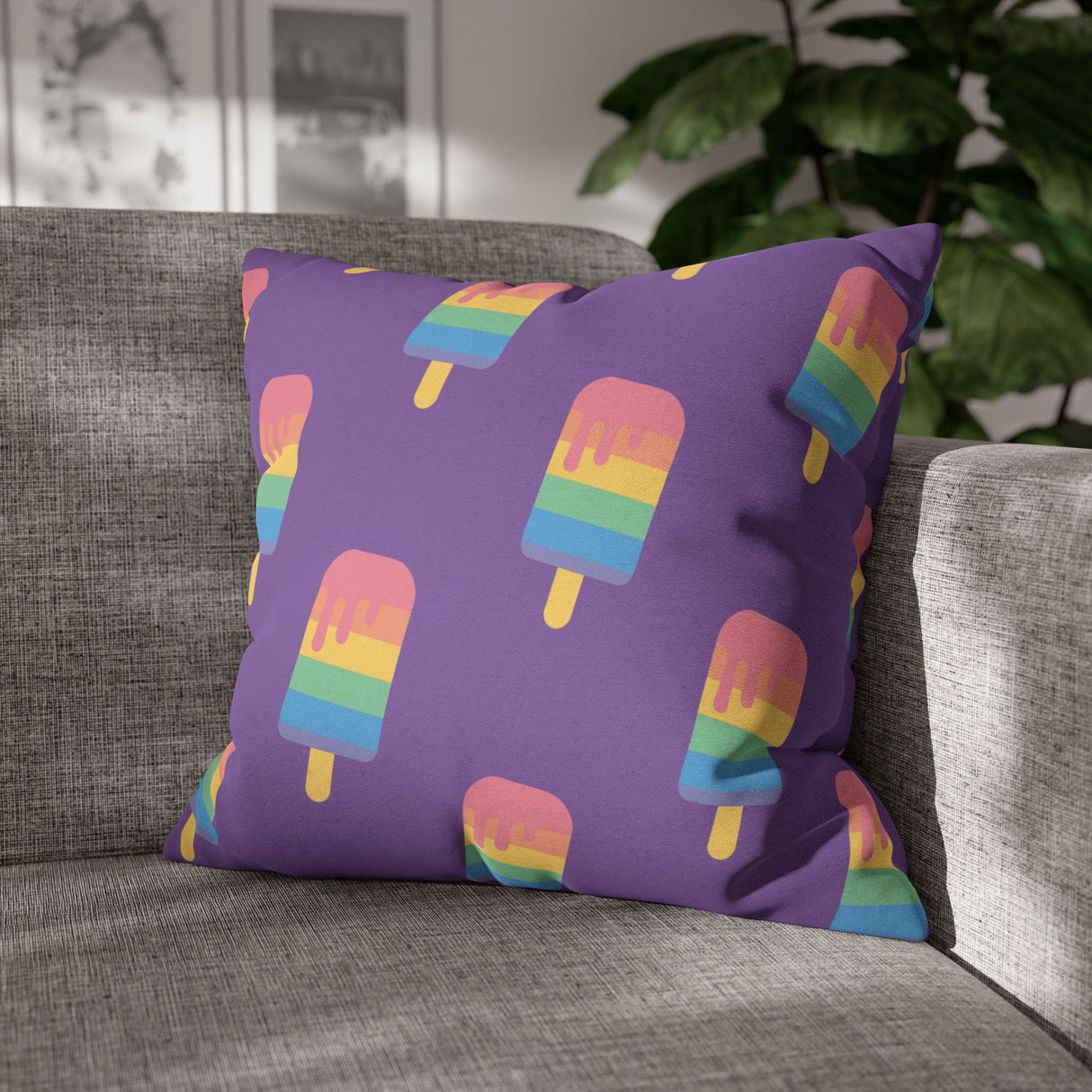 Melting Point Colorful Popsicle Square Pillowcase for Summer Vibes