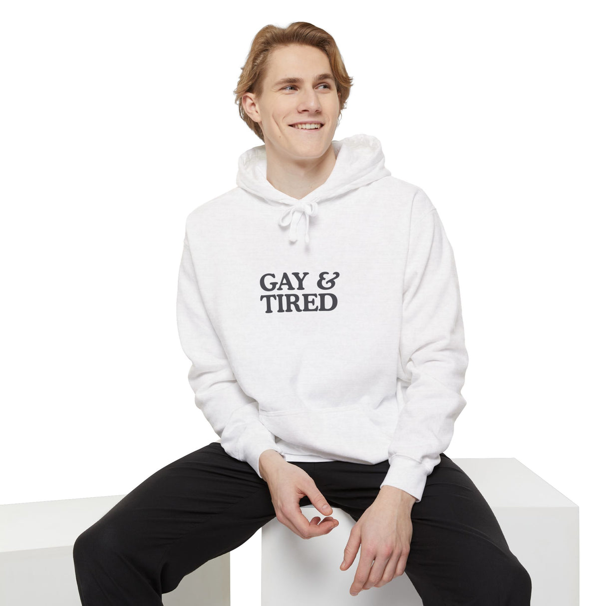 Gay & Tired Unisex Garment-Dyed Hoodie - Casual Comfort for Everyday Wear