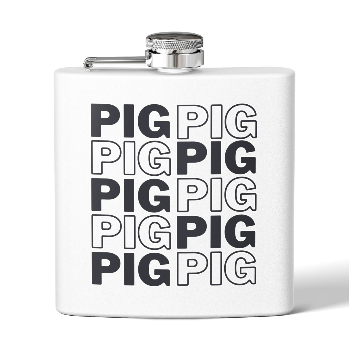 Pig Repeat Elegant Stainless Steel Flask - Inscription, Groomsmen Gift, Personalized Drinking Accessory, Classic Party Favor, Wedding Keepsake