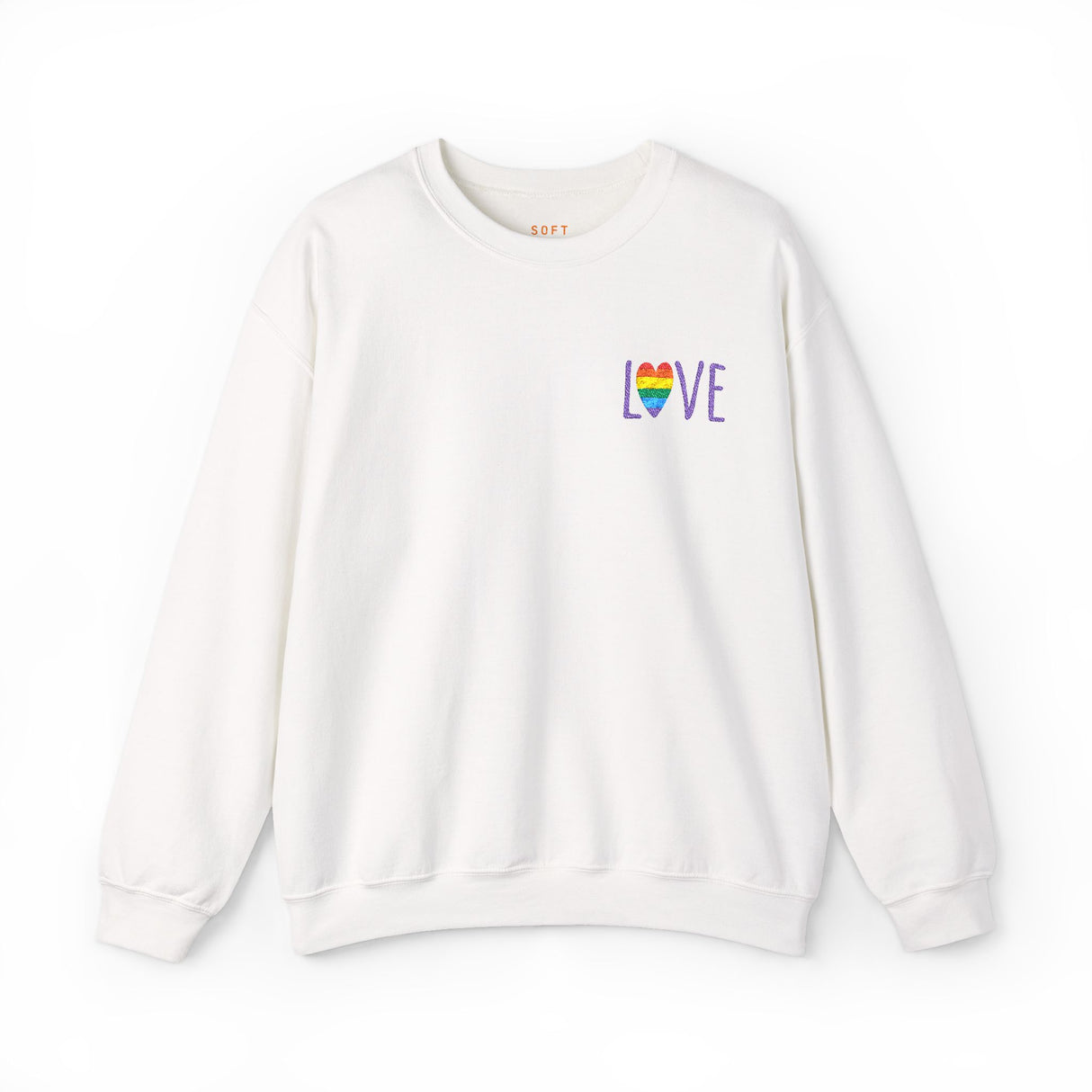 LOVE Rainbow Heart Embroidered Crewneck Sweatshirt