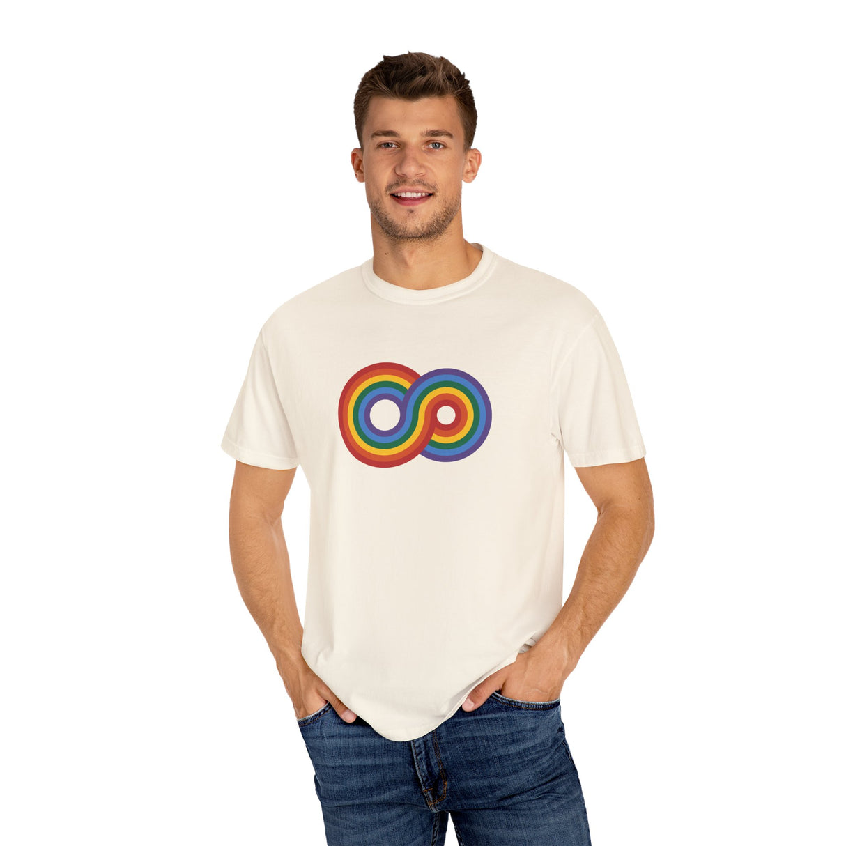 Gayfinity Rainbow Heavyweight Tee – Washed Look, Limitless Pride