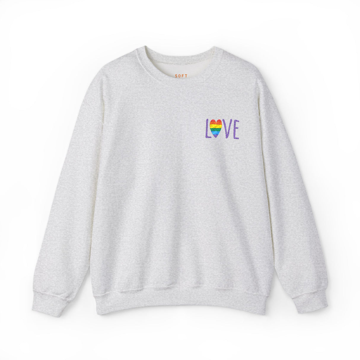 LOVE Rainbow Heart Embroidered Crewneck Sweatshirt