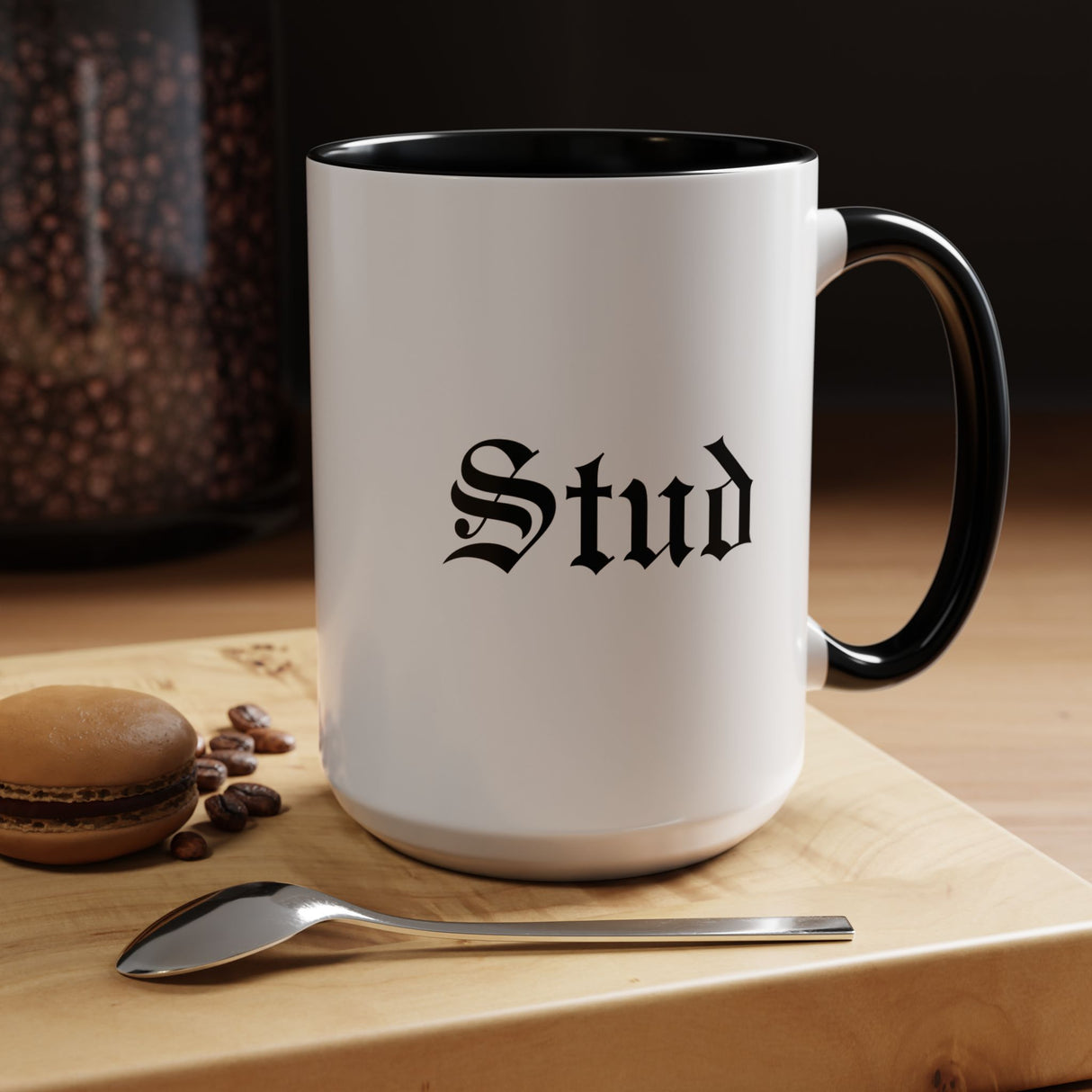 Stud Accent Coffee Mug - Black Handle, 11oz & 15oz Options