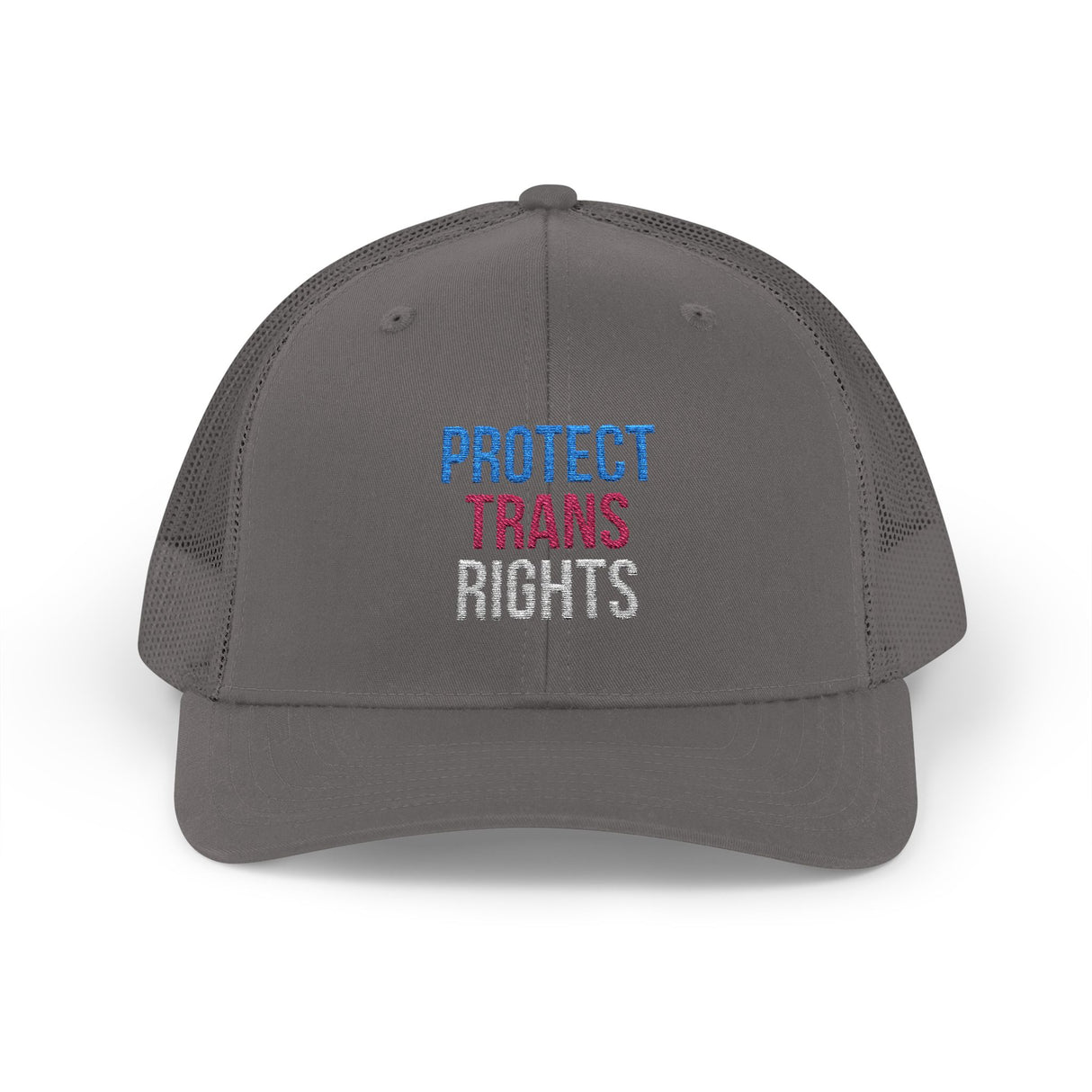 Protect Trans Rights 2025 Trucker Hat – Mesh Back, Solid Message