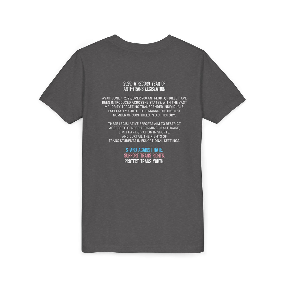 2025 Protect Trans Youth Lightweight Tee – Youth Sizing – Soft Fit, Urgent Message