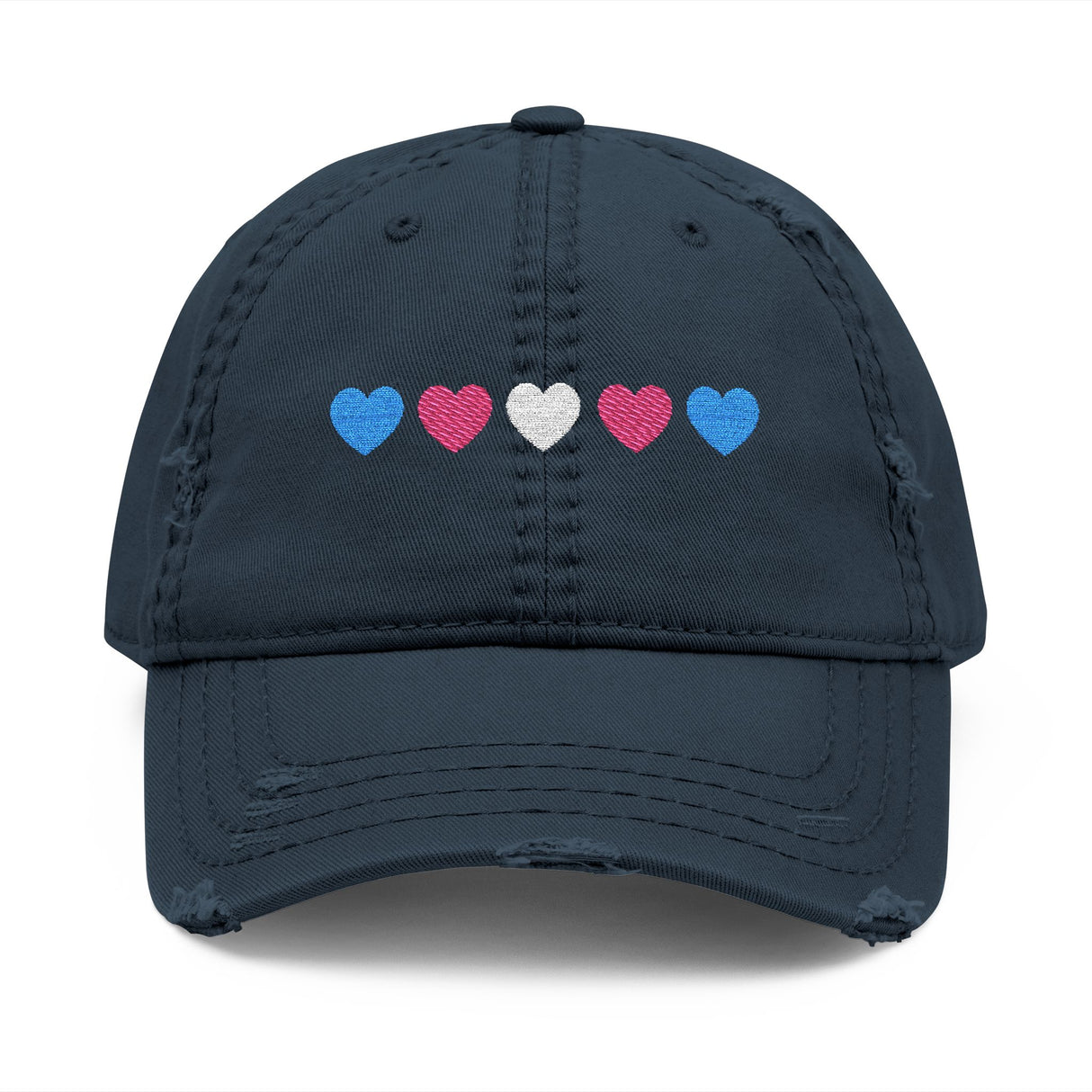 Trans Rainbow Distressed Dad Hat – Soft Fade, Strong Signal