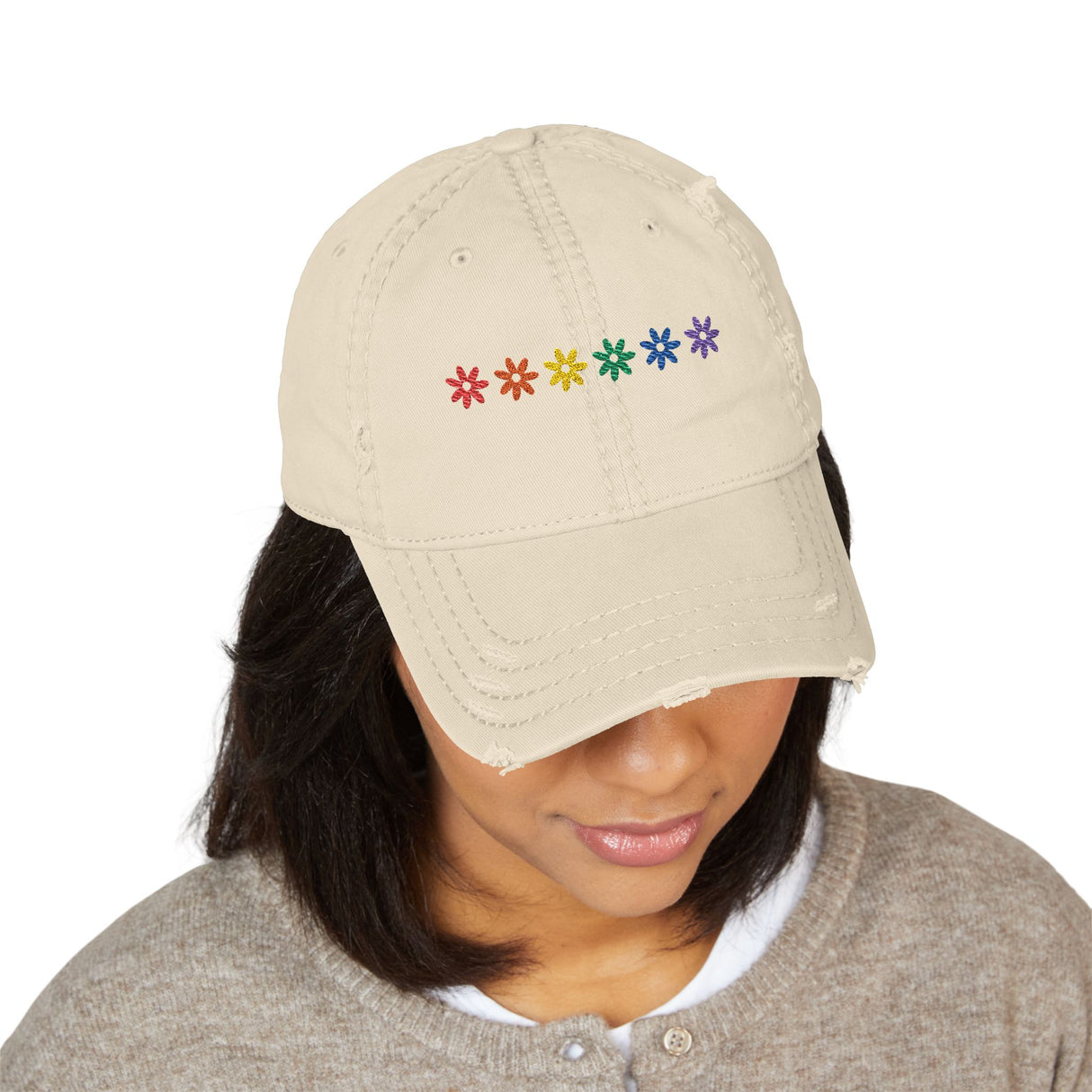 Rainbow Flowers Hat – Soft Petals, Sharp Energy