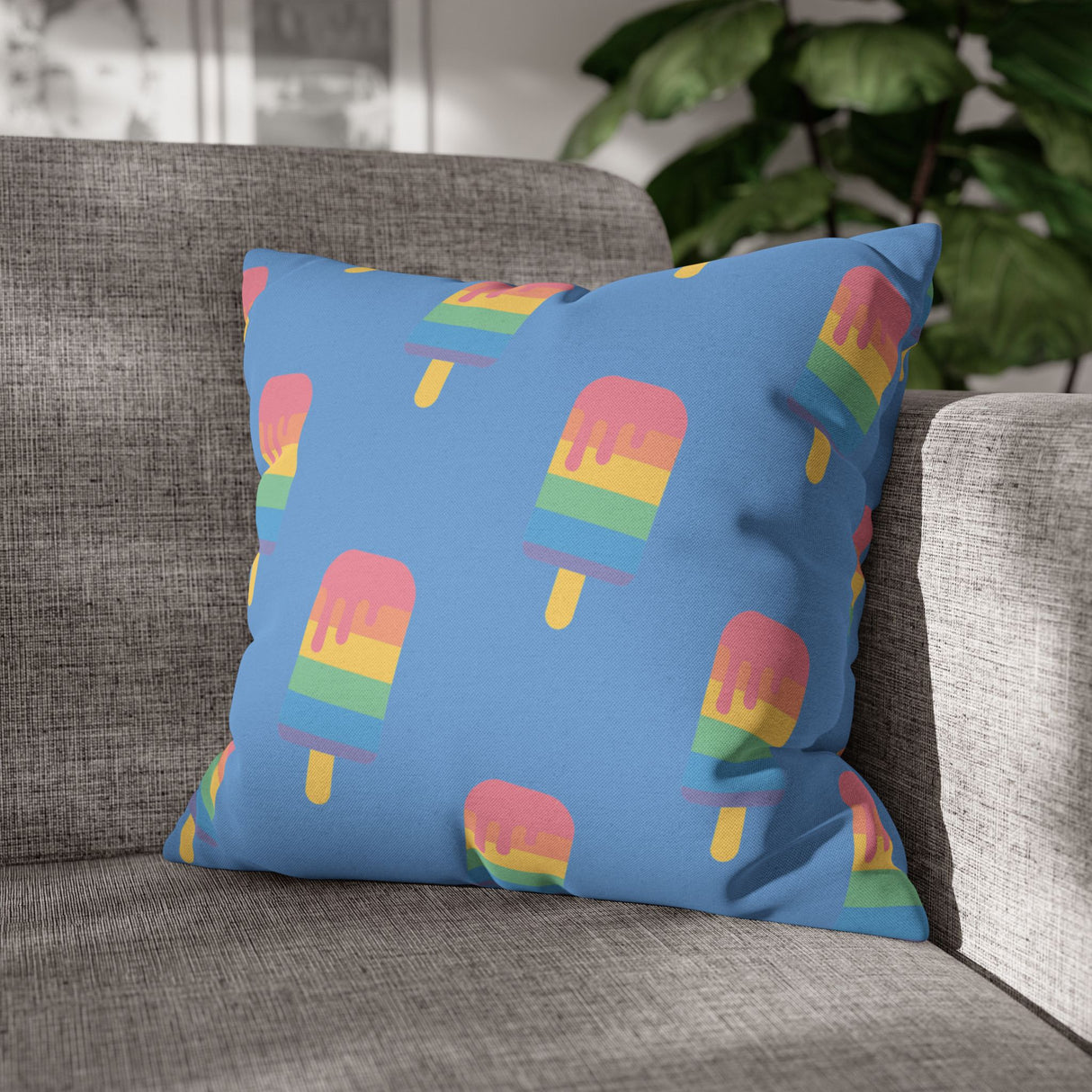 Melting Point Colorful Popsicle Square Pillowcase for Summer Vibes