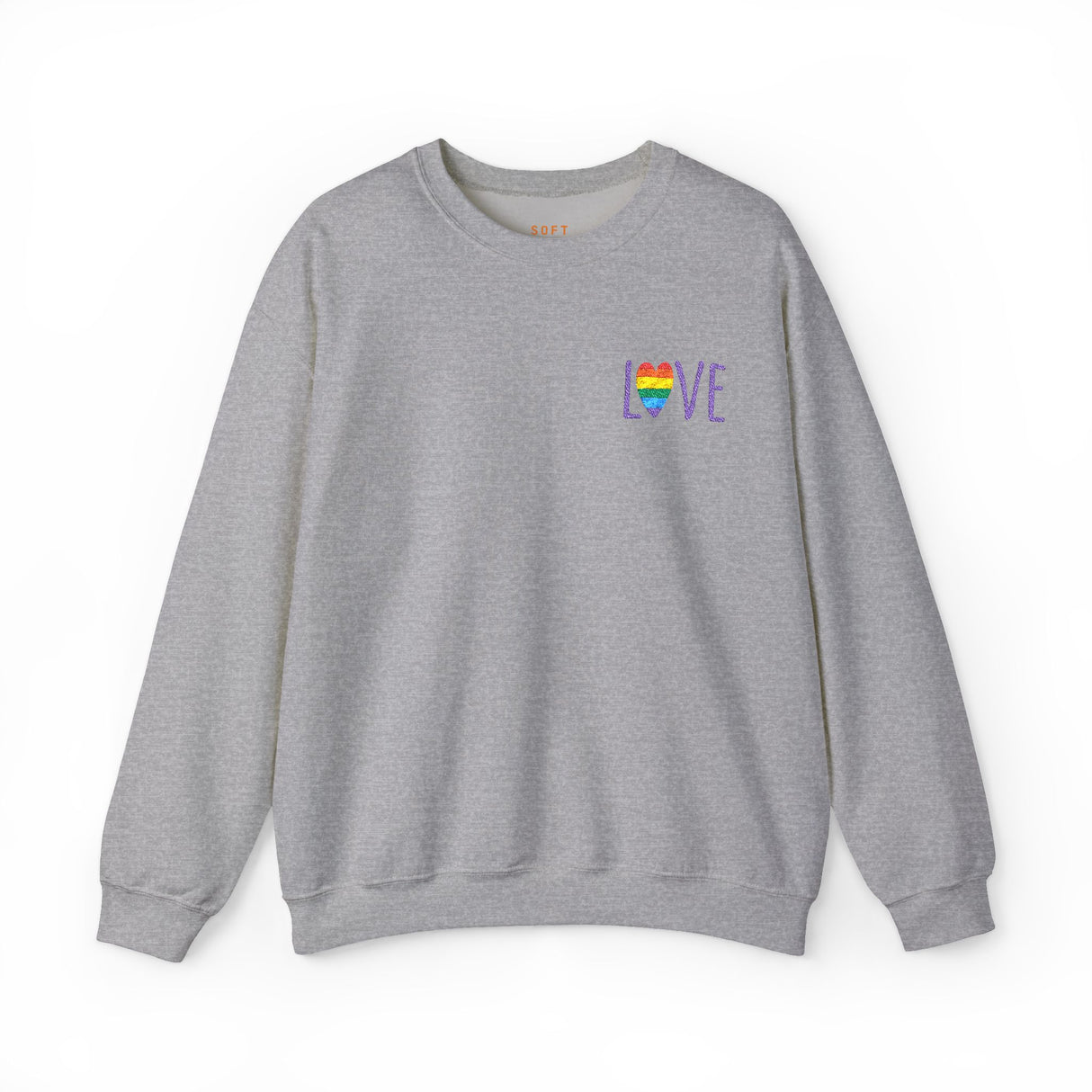 LOVE Rainbow Heart Embroidered Crewneck Sweatshirt