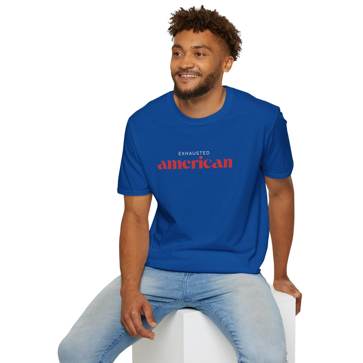 Exhausted American Unisex Softstyle T-Shirt - Casual Comfort Tee for Everyday Wear
