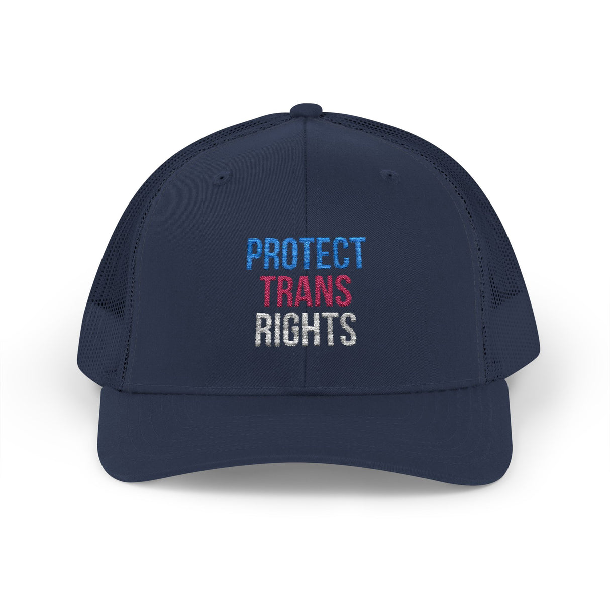 Protect Trans Rights 2025 Trucker Hat – Mesh Back, Solid Message