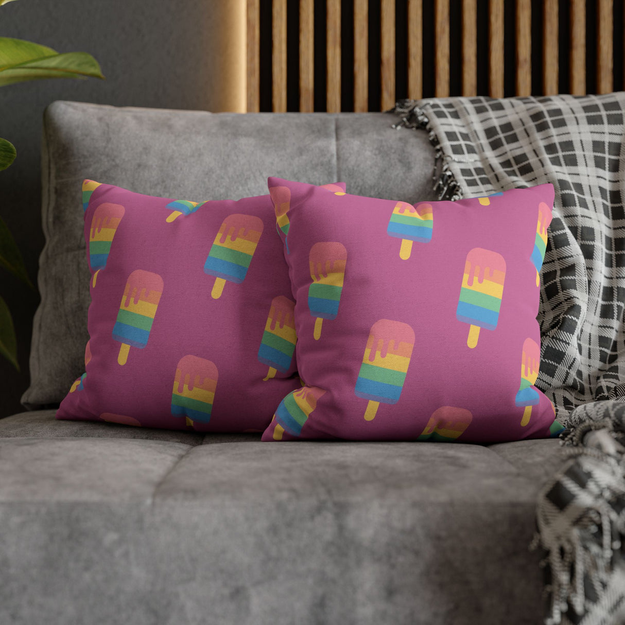 Melting Point Colorful Popsicle Square Pillowcase for Summer Vibes