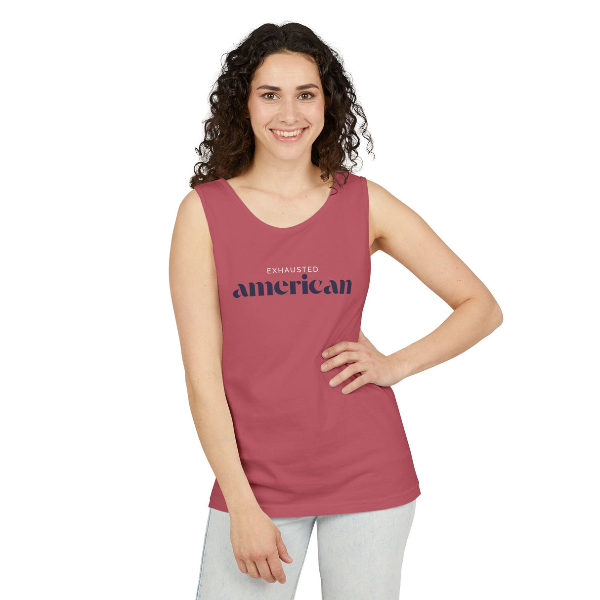 Exhausted American Unisex Tank Top - Casual Summer Wear