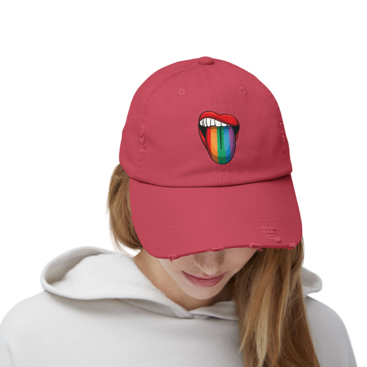 Rainbow Lick Icon Distressed Dad Cap