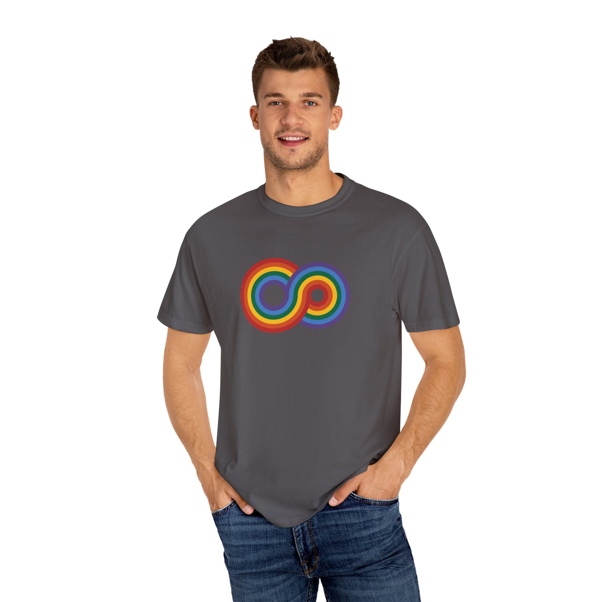 Gayfinity Rainbow Heavyweight Tee – Washed Look, Limitless Pride