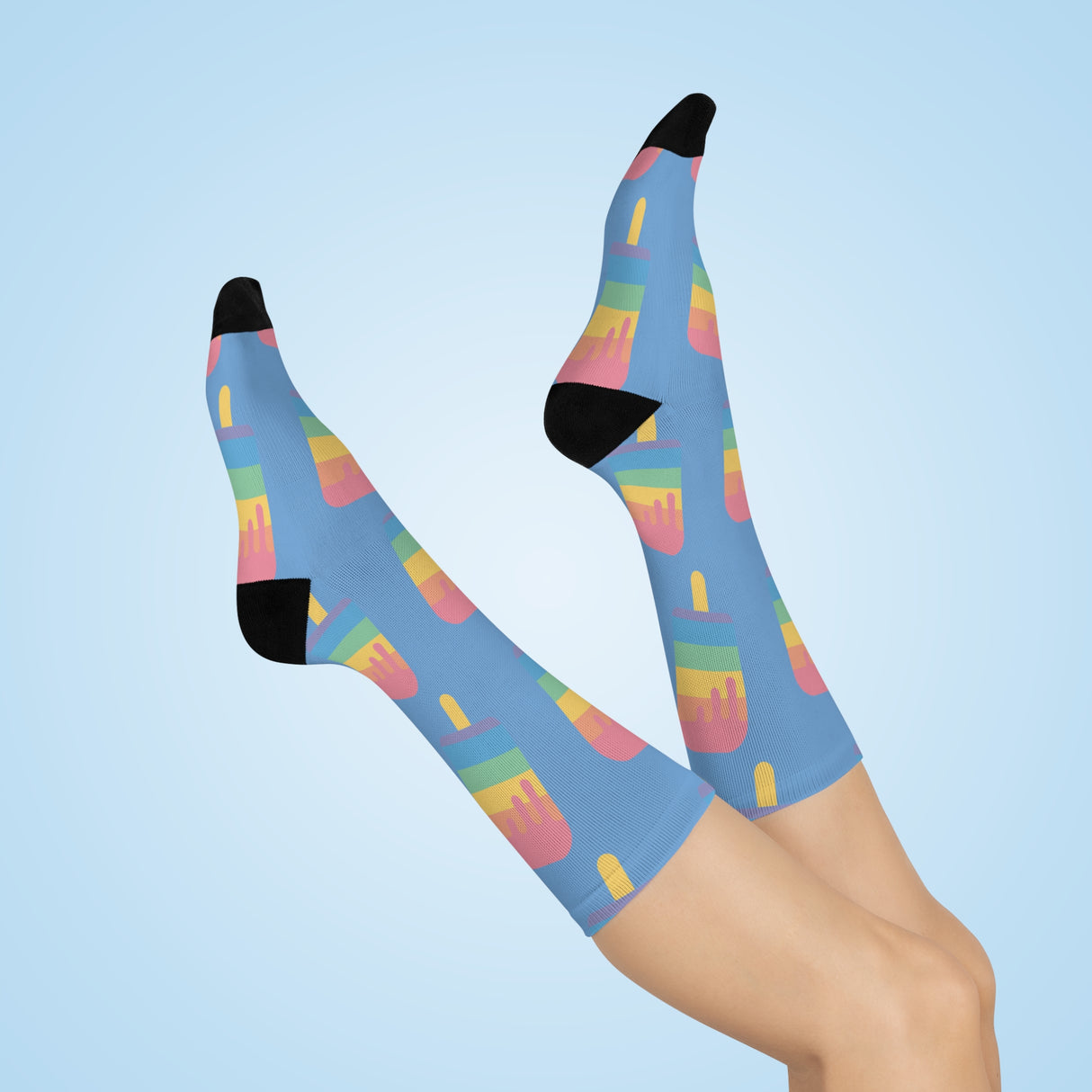 Colorful Ice Cream Cone Cushioned Crew Socks - Fun Summer Vibe