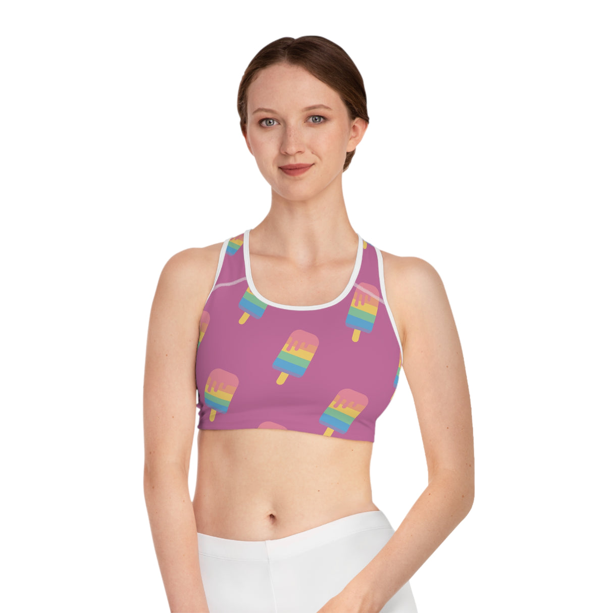 Pink Melting Point Sports Bra - Fun & Vibrant Summer Activewear
