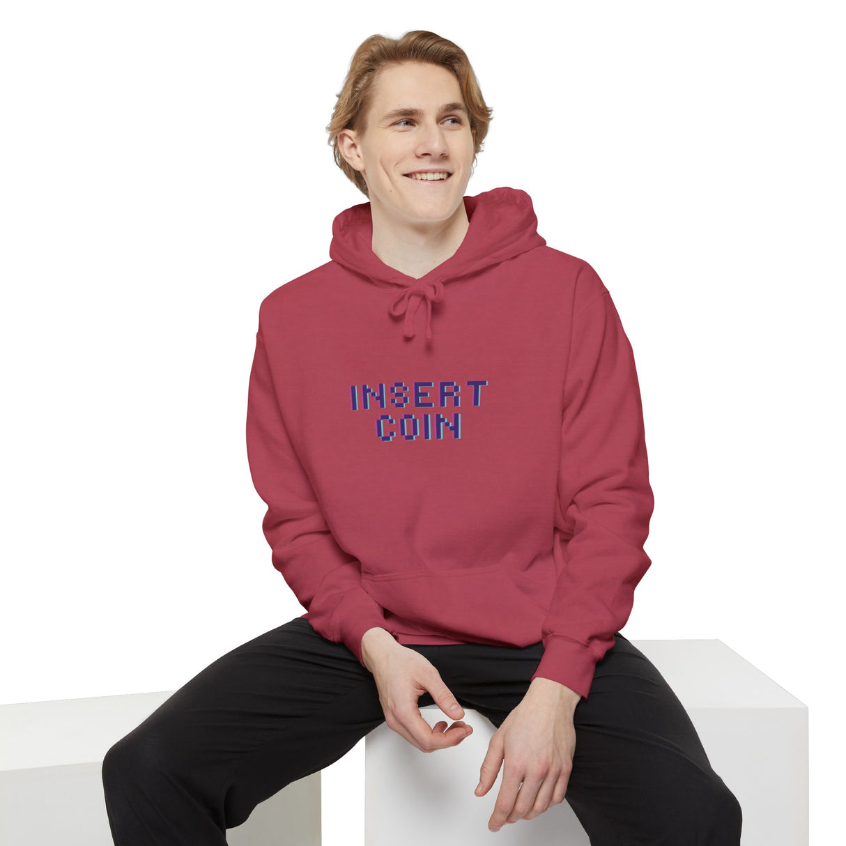 Insert Coin Unisex Garment-Dyed Hoodie - Casual Comfort for Everyday Wear