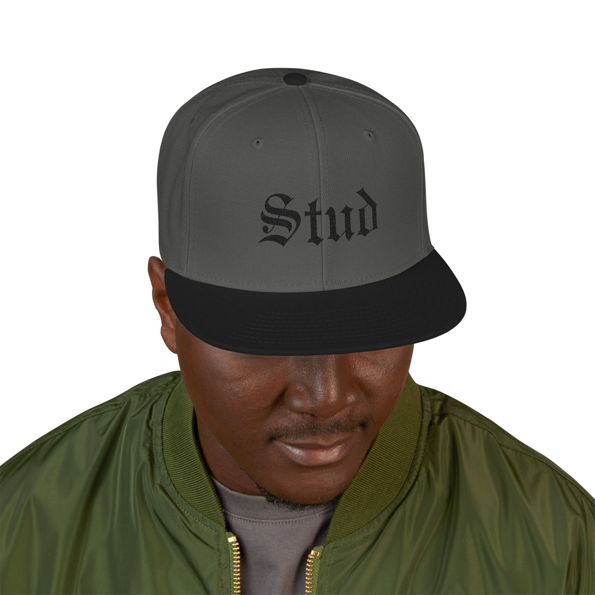 Stud Embroidered Snapback Hat
