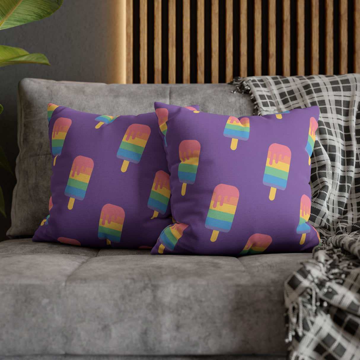 Melting Point Colorful Popsicle Square Pillowcase for Summer Vibes