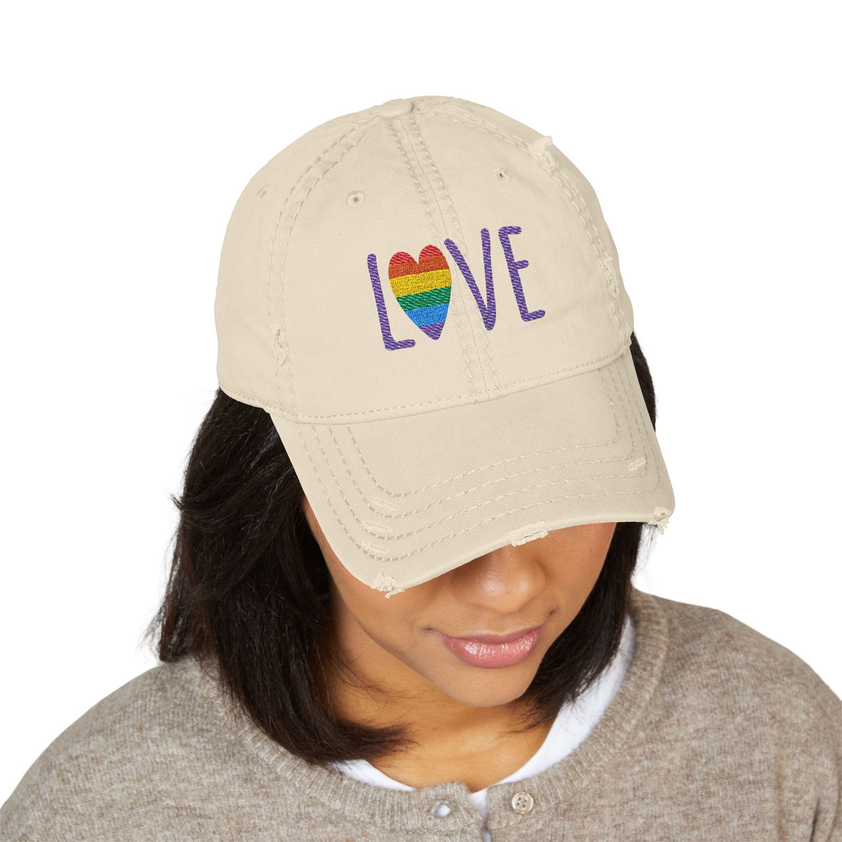 LOVE Embroidered Distressed Dad Hat