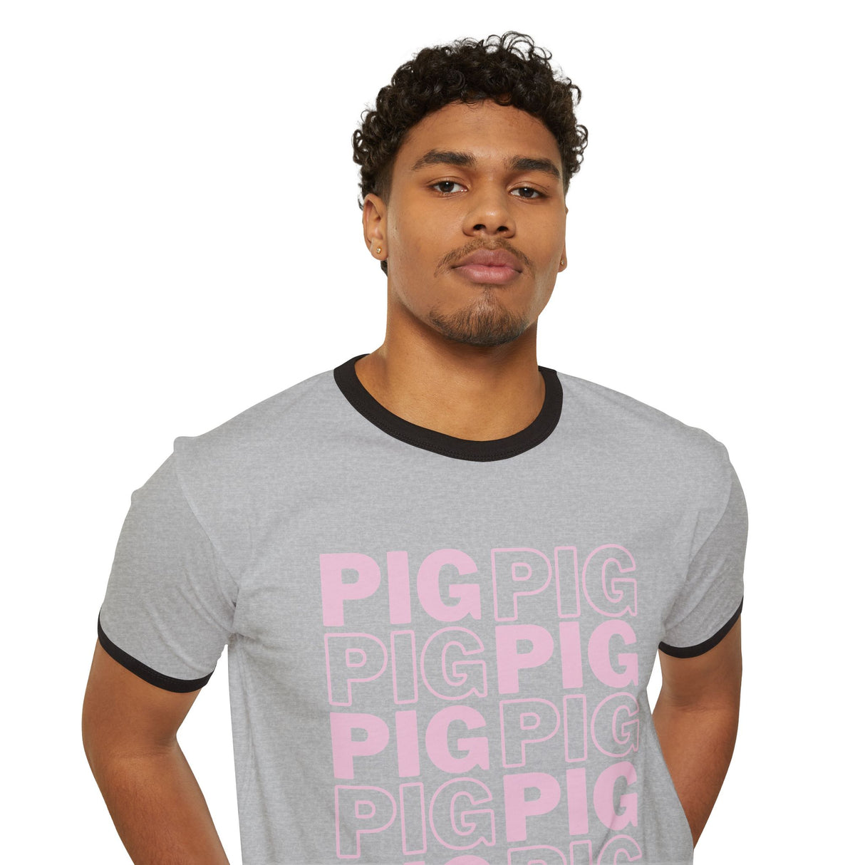 Pig Pattern Cotton T-Shirt with Print