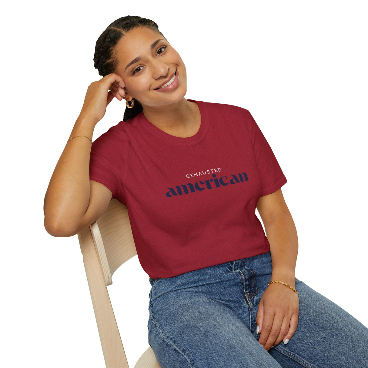 Exhausted American Unisex Softstyle T-Shirt - Casual Comfort Tee for Everyday Wear