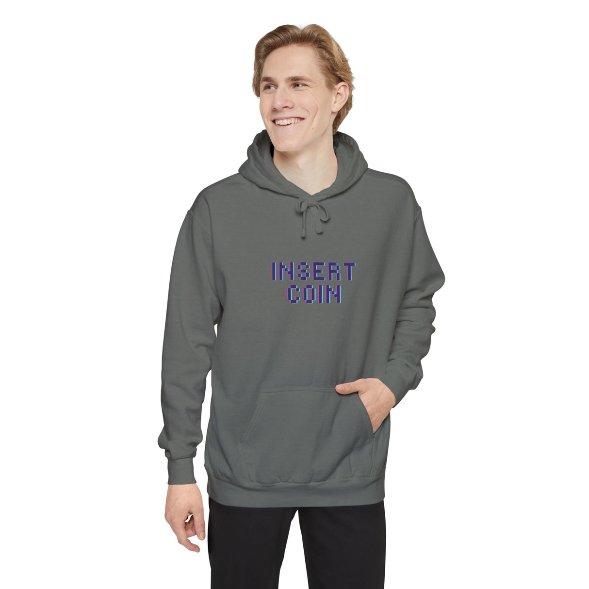 Insert Coin Unisex Garment-Dyed Hoodie - Casual Comfort for Everyday Wear