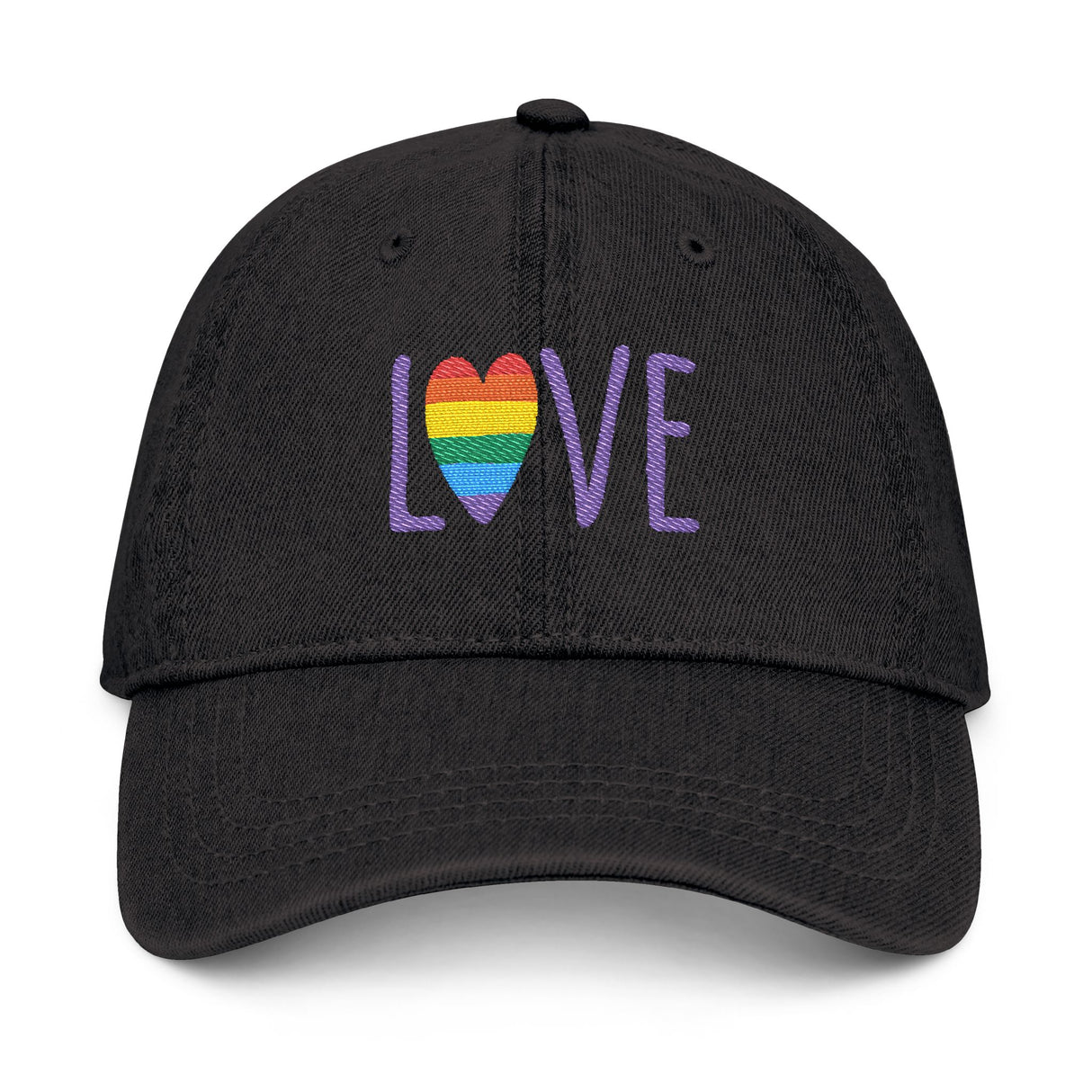 LOVE Rainbow Embroidered Denim Hat