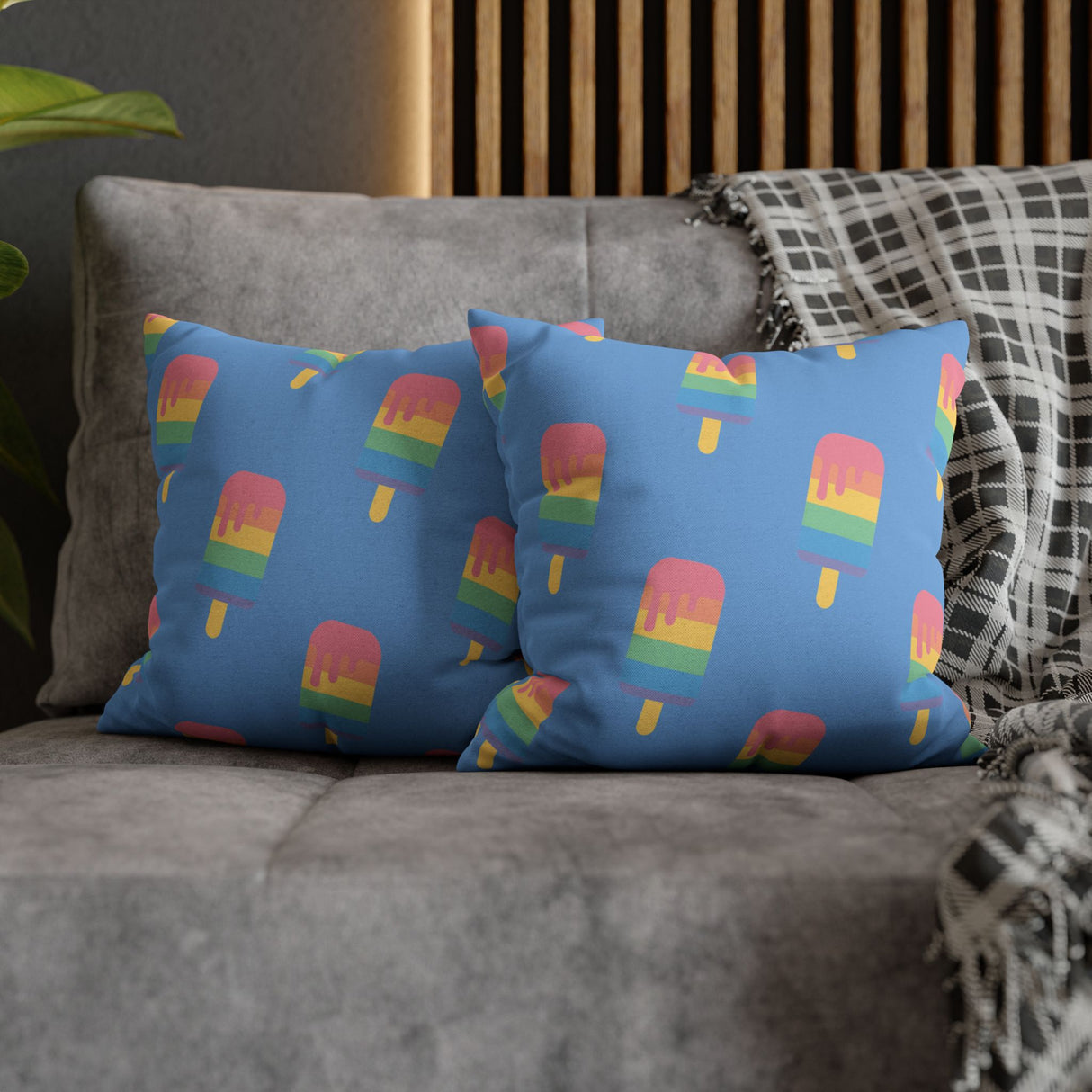 Melting Point Colorful Popsicle Square Pillowcase for Summer Vibes