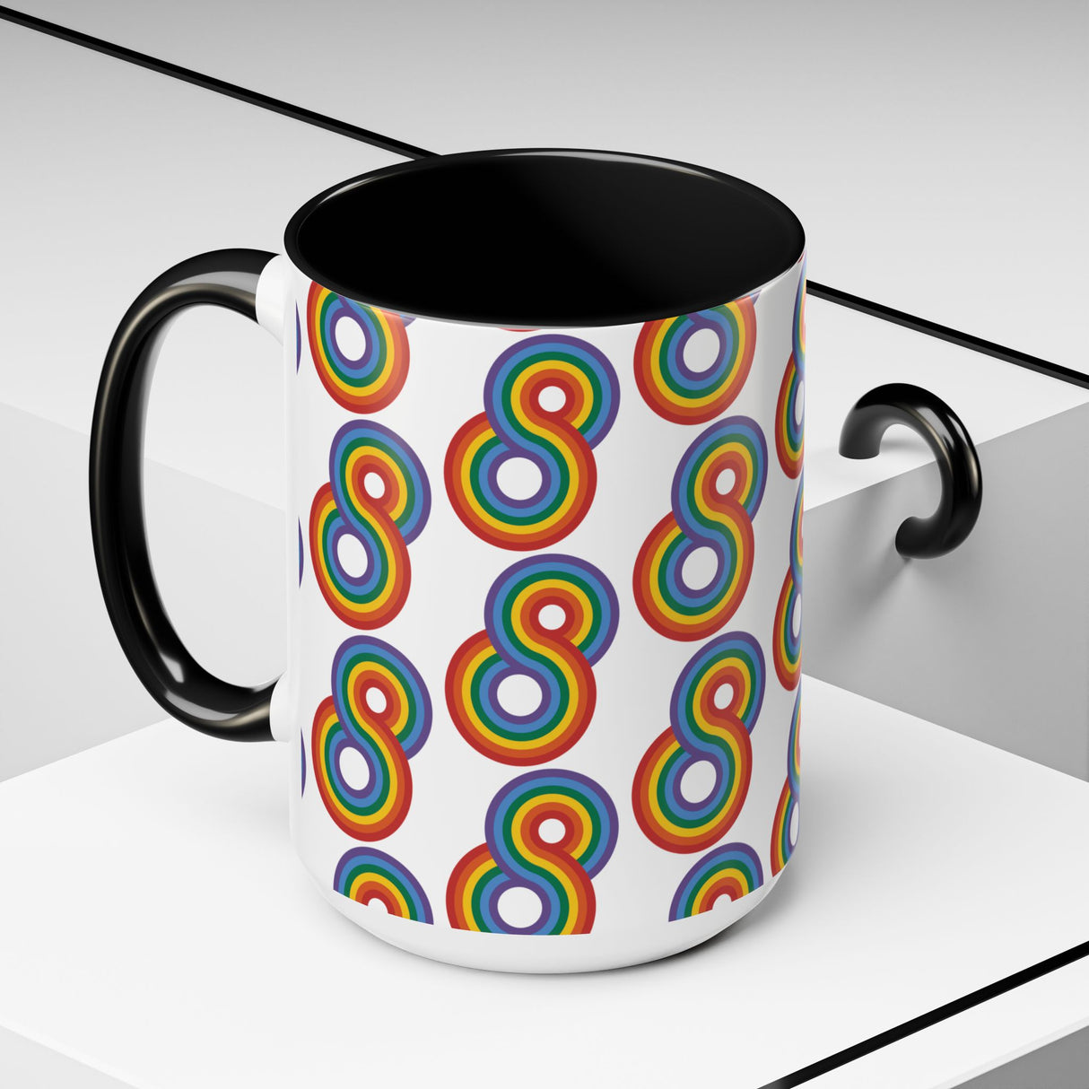 Gayfinity Rainbow Accent Mug – Infinite Pride, One Sip at a Time – 11oz & 15oz Options
