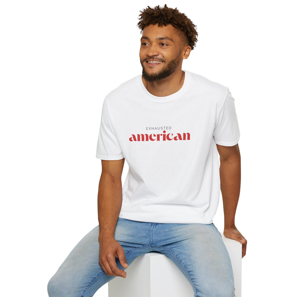 Exhausted American Unisex Softstyle T-Shirt - Casual Comfort Tee for Everyday Wear