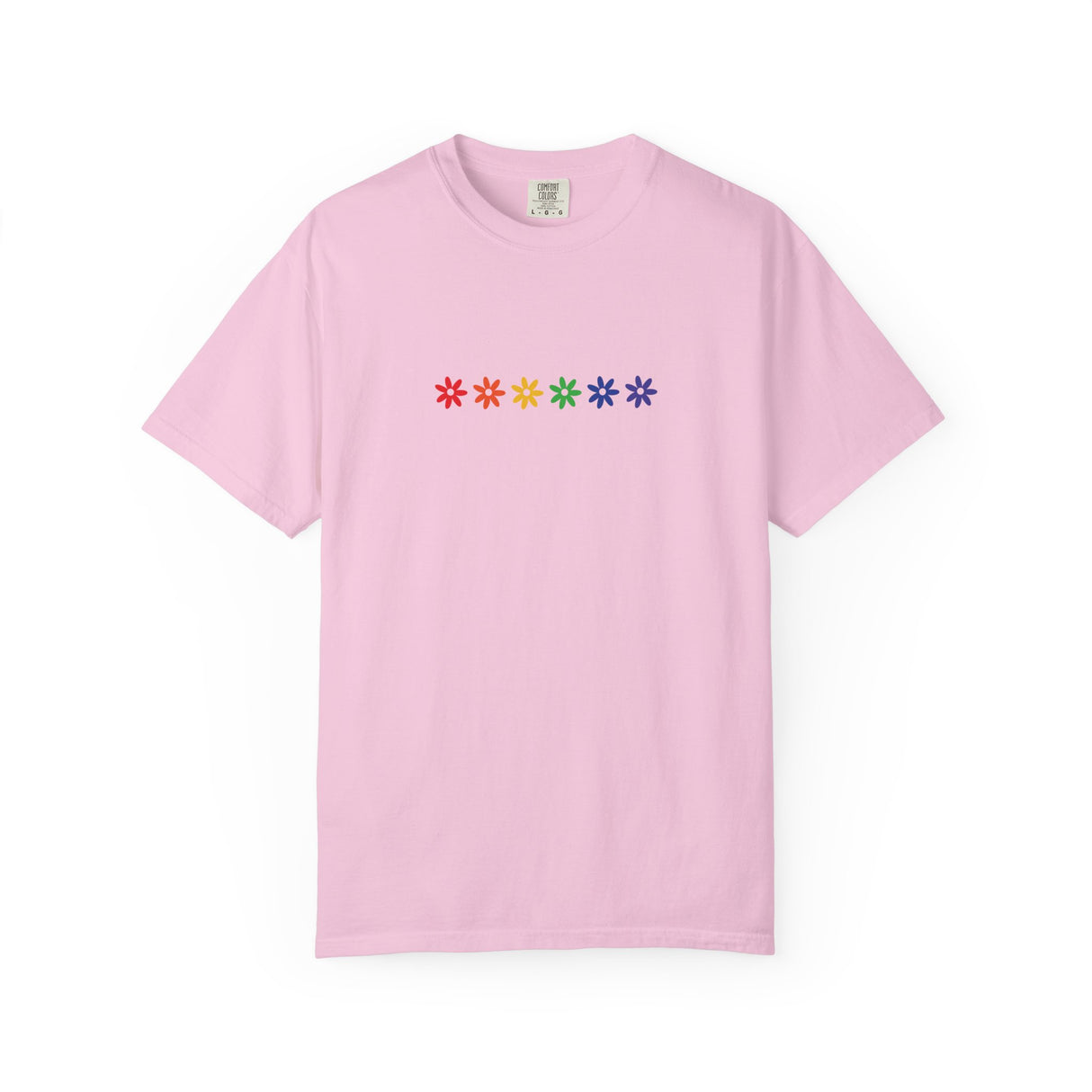 Rainbow Flowers Tee – Washed-In Comfort, Worn-With Pride