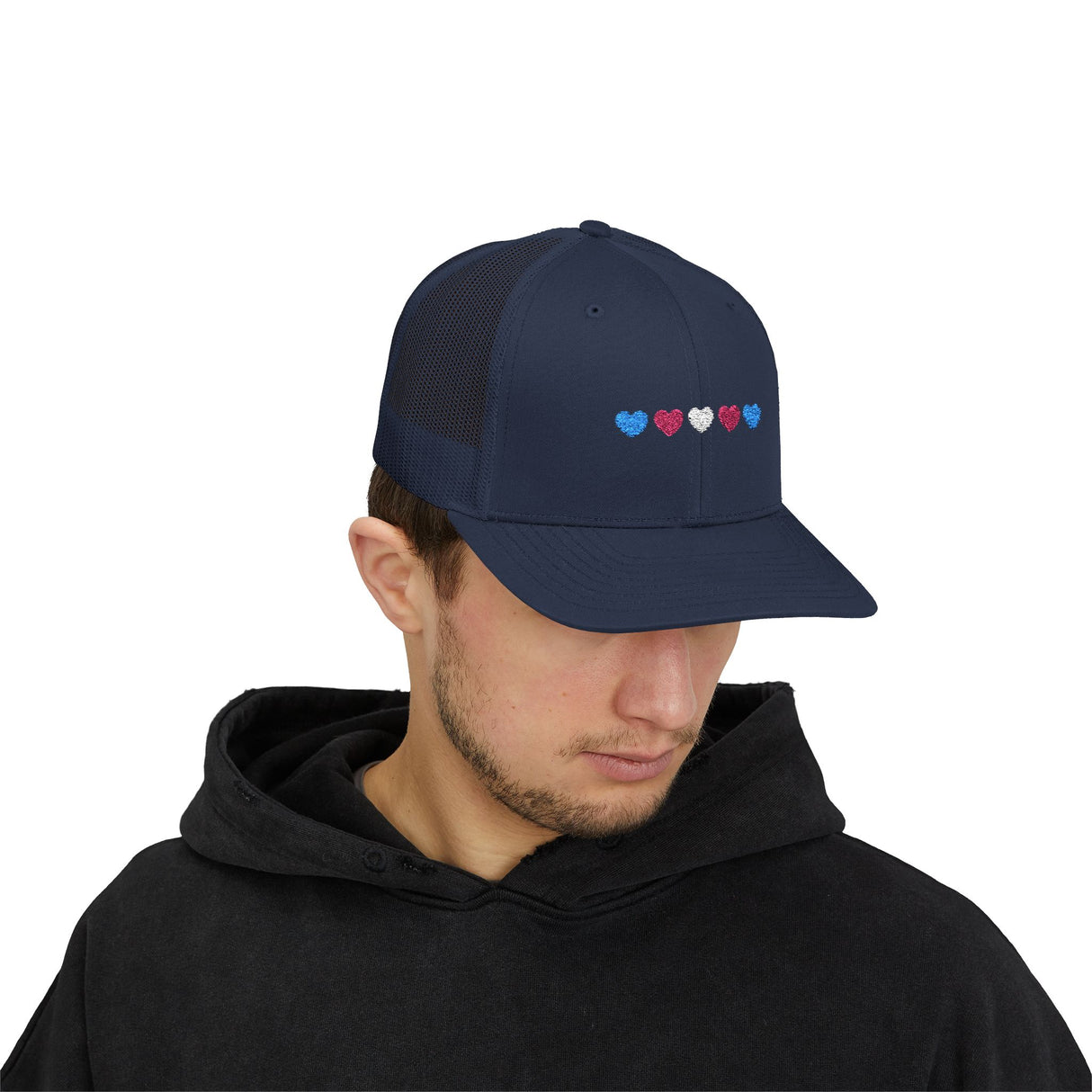 Trans Heart Trucker Cap – Mesh Back, Full Pride