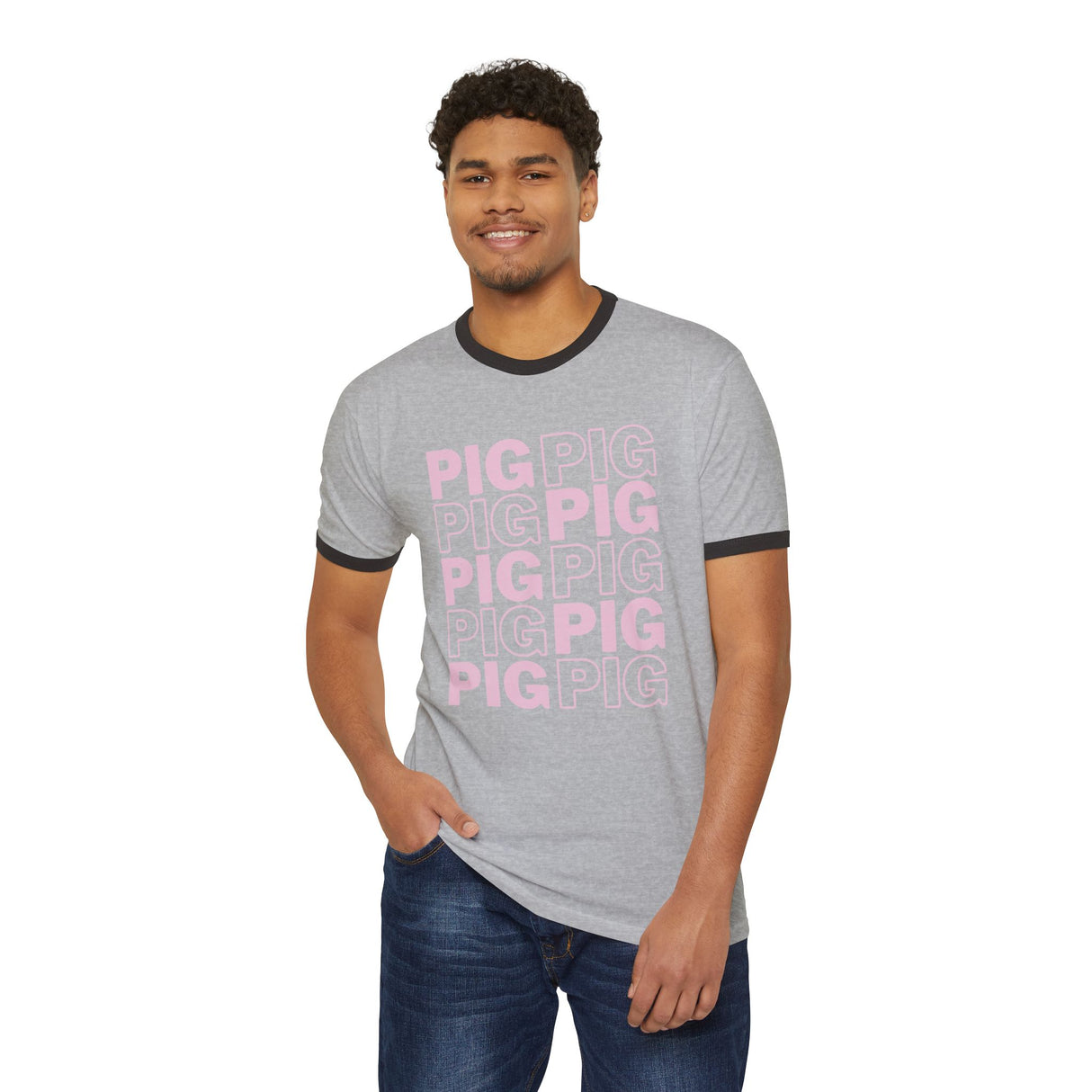 Pig Pattern Cotton T-Shirt with Print
