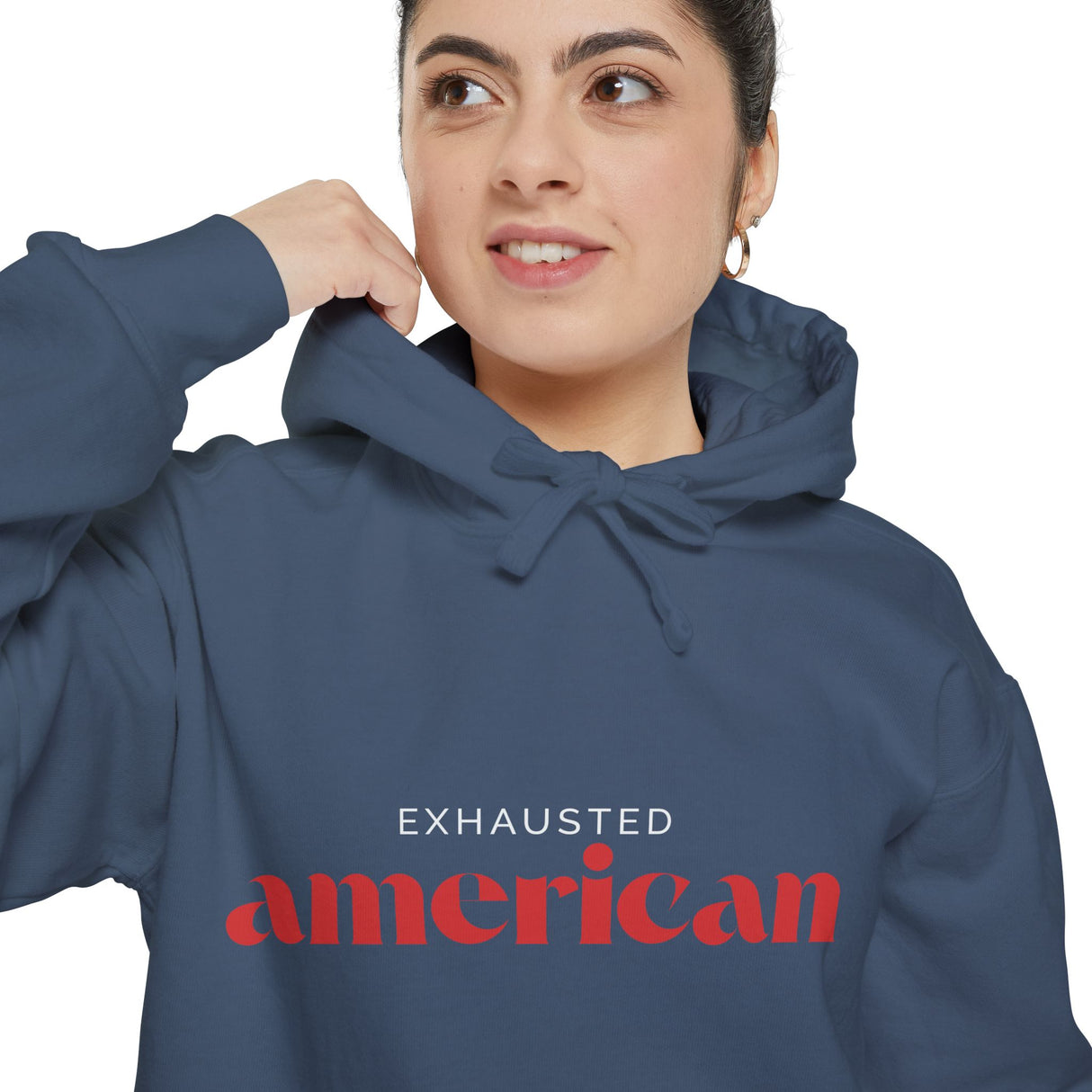 Exhausted American Unisex Garment-Dyed Hoodie - Casual Comfort for Everyday Wear