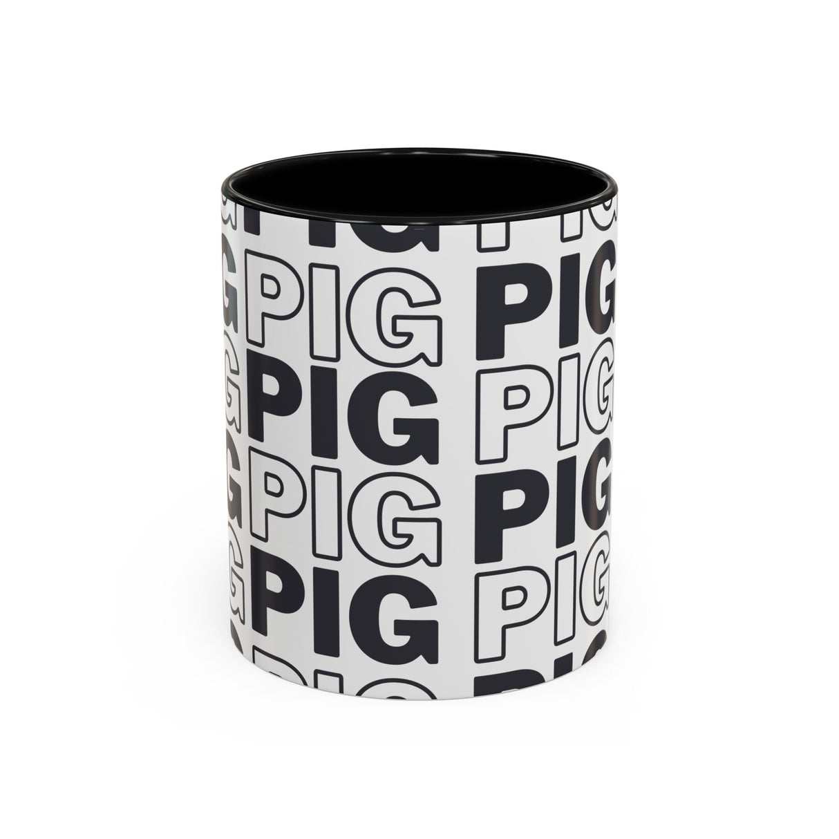 Pig Pattern Accent Coffee Mug - Black Handle, 11oz & 15oz Options