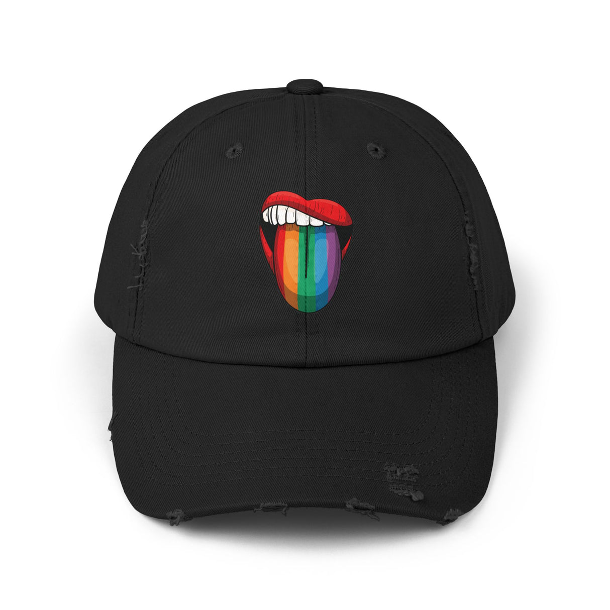 Rainbow Lick Icon Distressed Dad Cap
