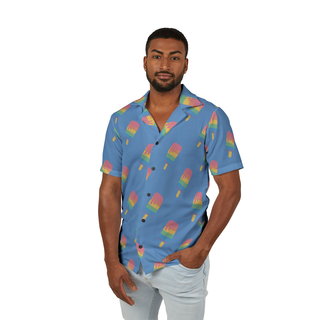Melting Point Print Hawaiian Camp Shirt for Summer Adventures